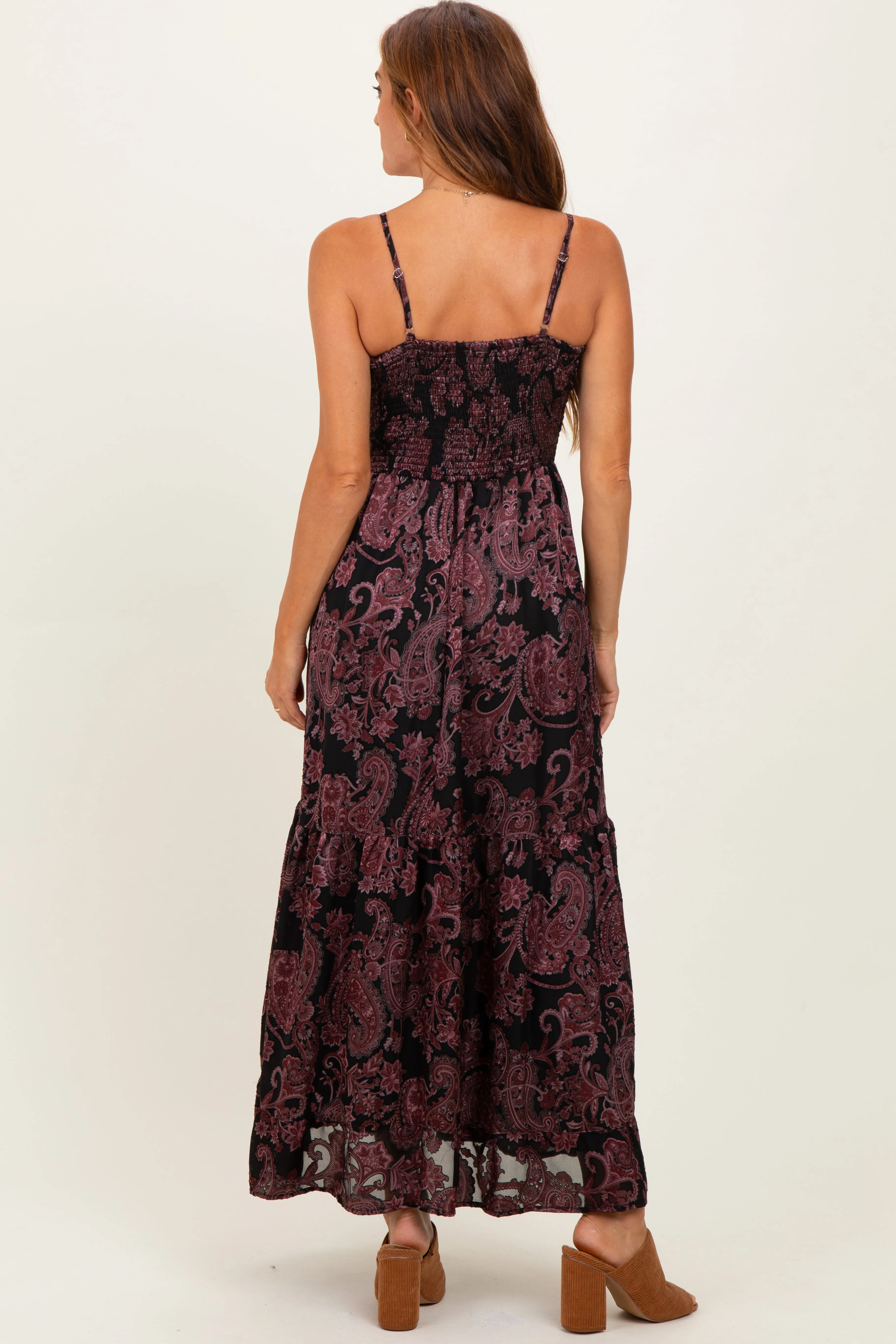Black Paisley Sleeveless Twist Front Maxi Dress sold by Pinkblush product image thumbnail 4