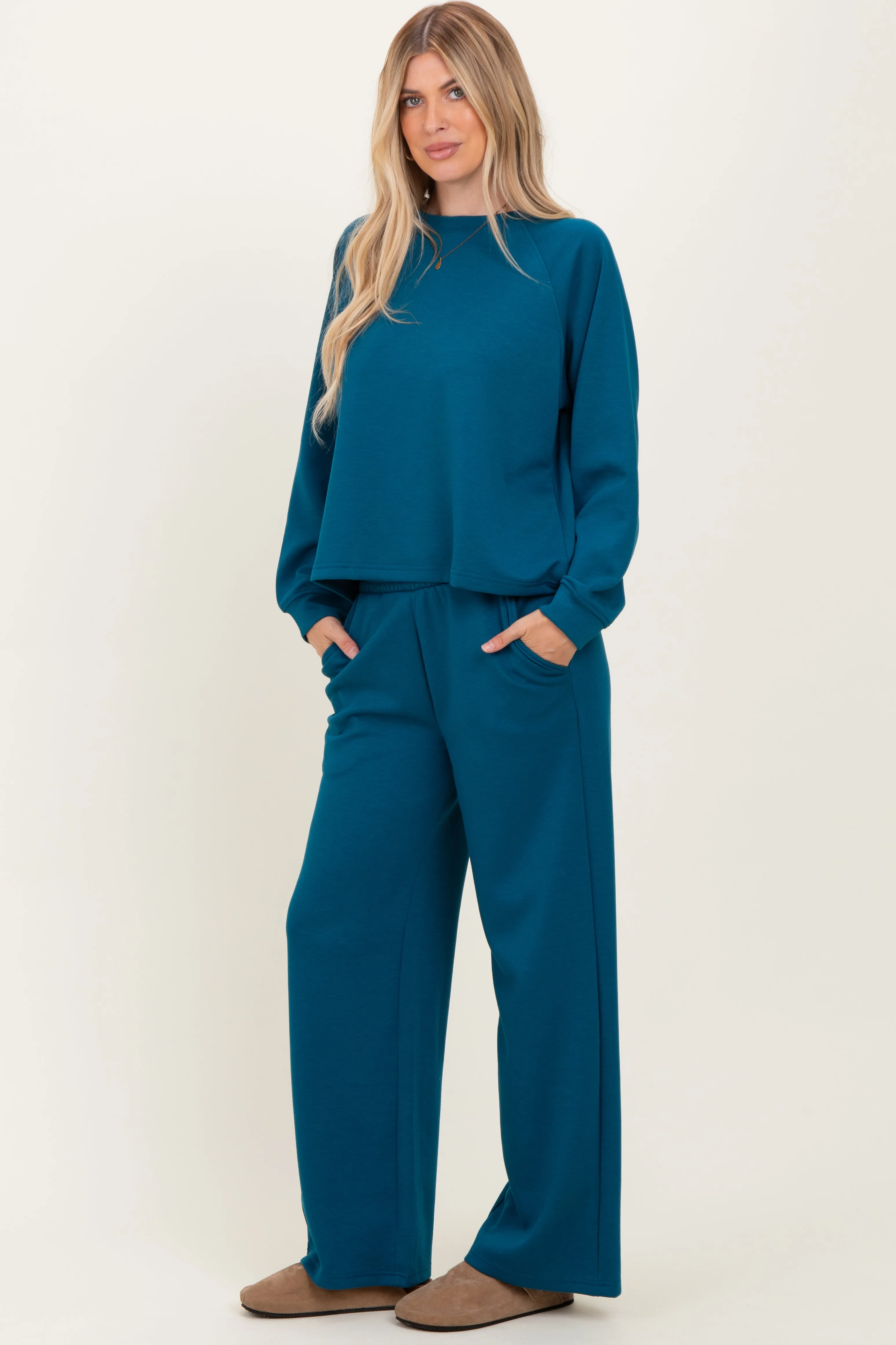 Deep Teal Crewneck Pullover Pant Set sold by Pinkblush product image thumbnail 3