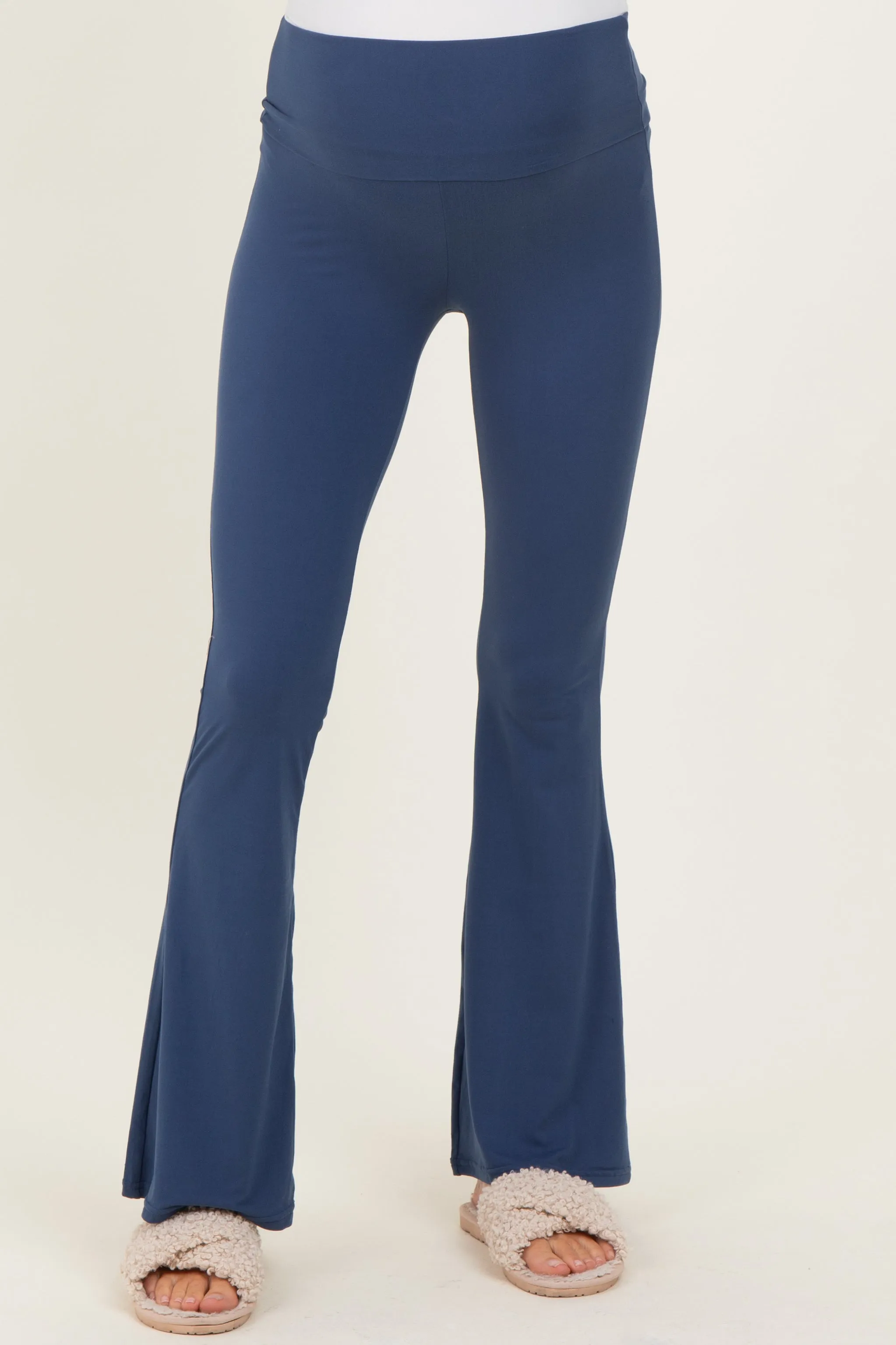 Navy Fold Over Waistband Maternity Flared Pants sold by Pinkblush product image thumbnail 3