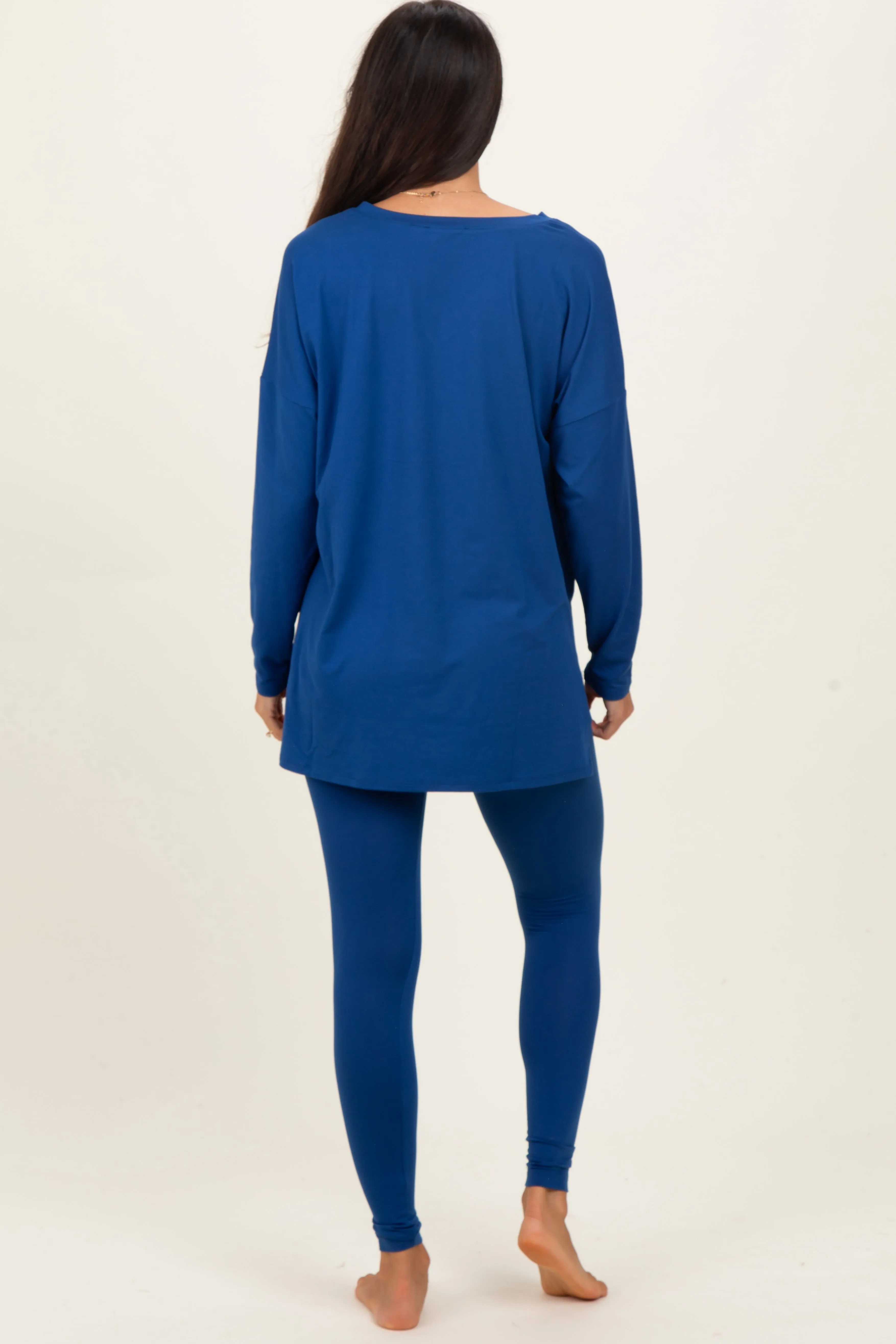 Navy Brushed Knit Oversized Top and Legging Set sold by Pinkblush product image thumbnail 4
