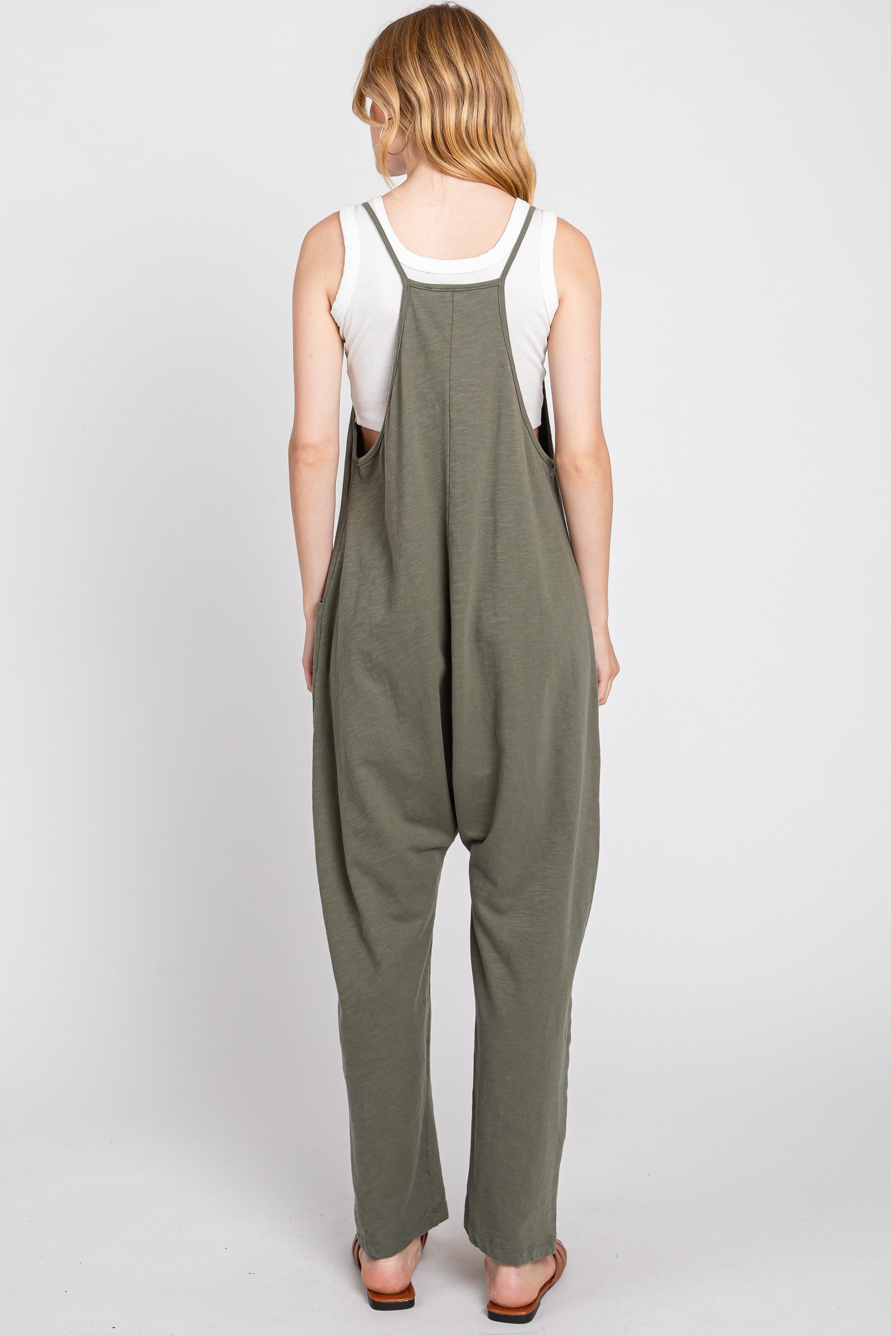 Olive Knit Front Pocket Overall sold by Pinkblush product image thumbnail 3