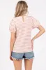 Light Pink Striped Textured Puff Sleeve Top sold by Pinkblush
