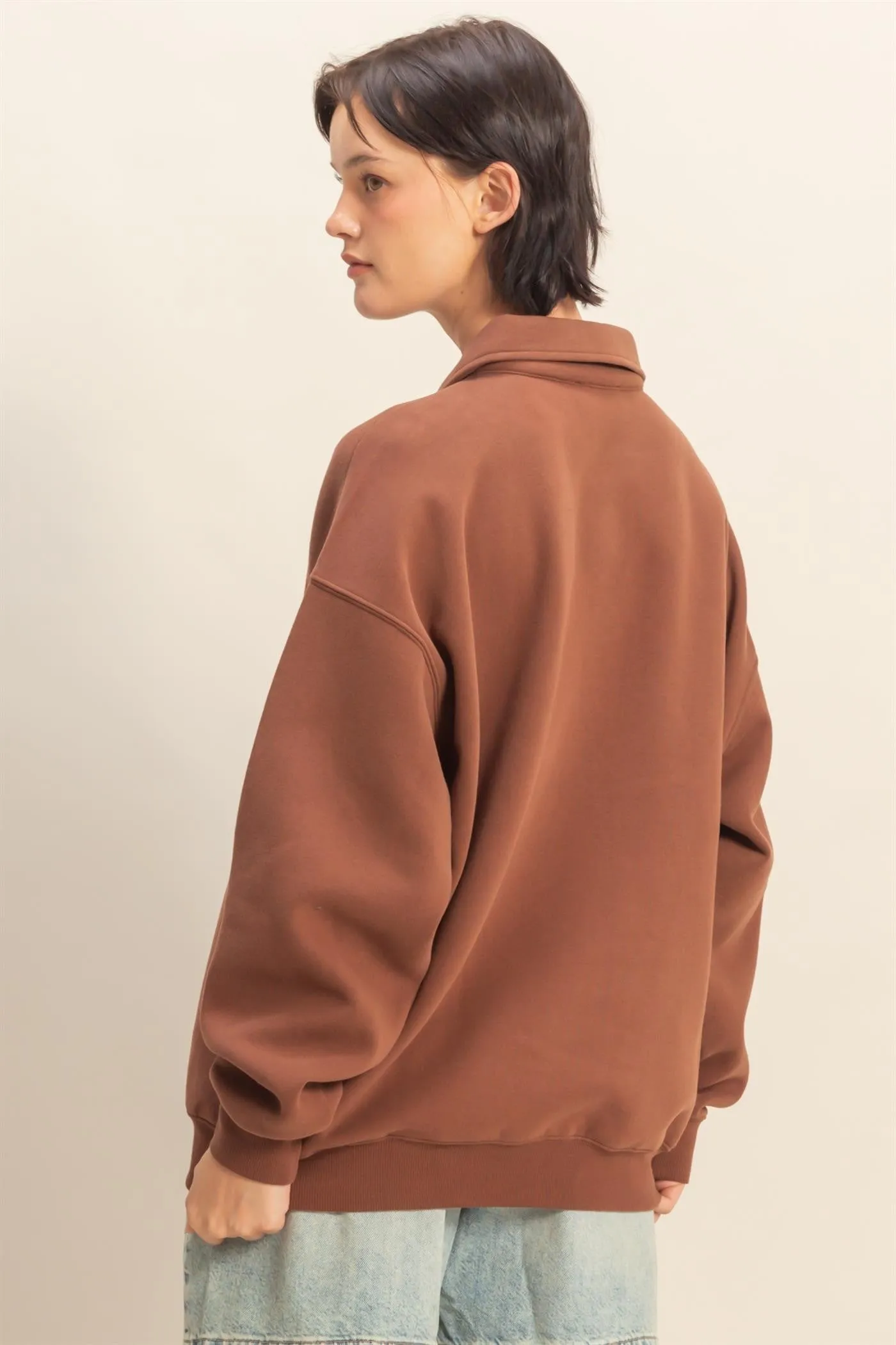 Brown Oversized Polo Pullover sold by Pinkblush product image thumbnail 3