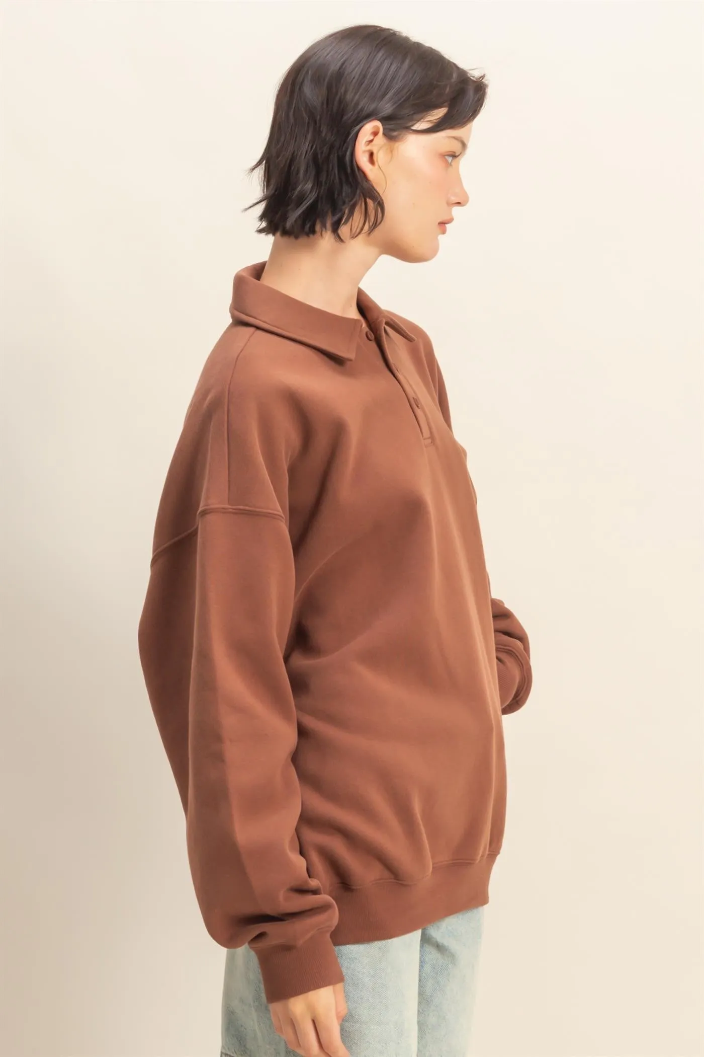 Brown Oversized Polo Pullover sold by Pinkblush product image thumbnail 2
