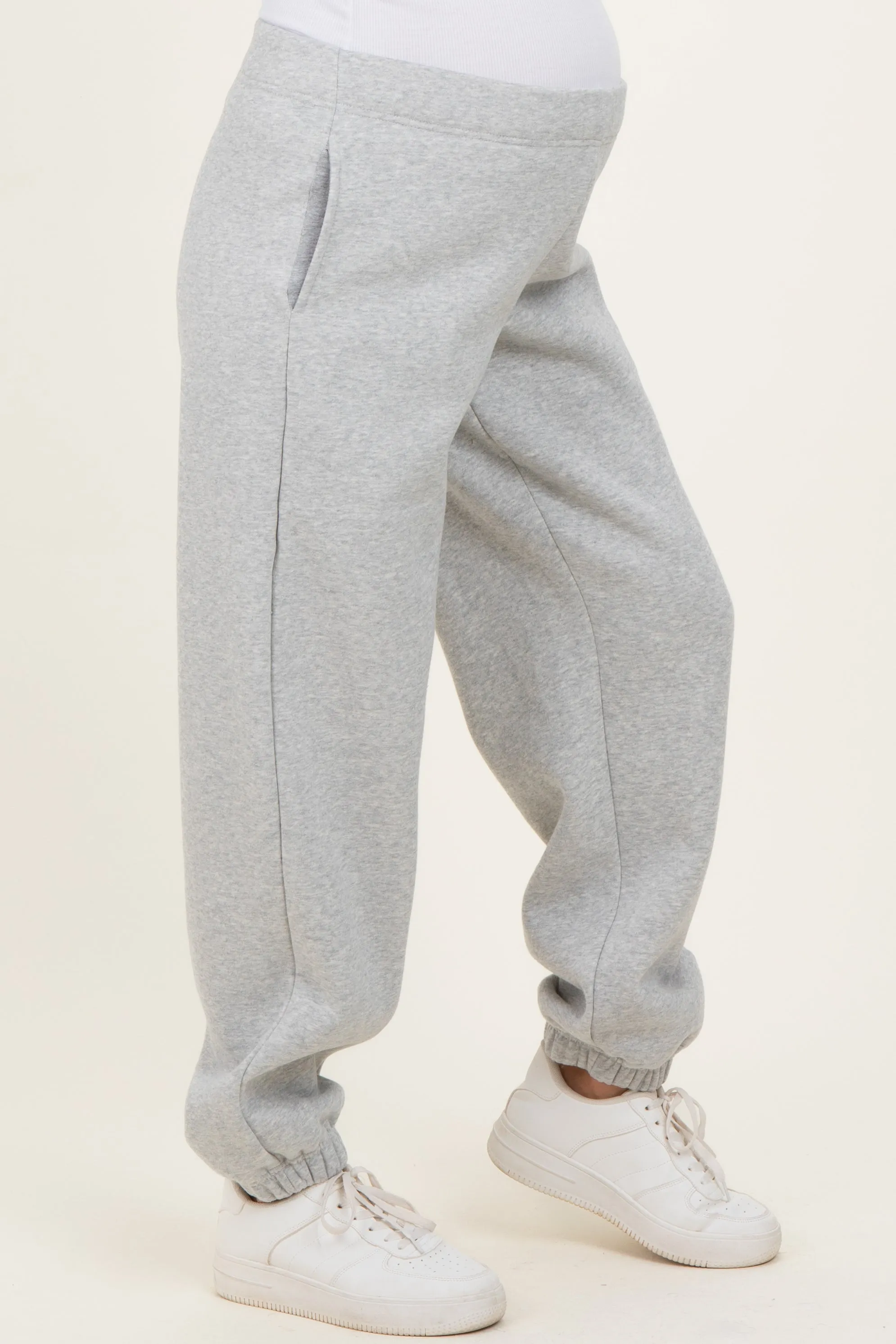 Heather Grey Fleece Maternity Sweatpants sold by Pinkblush product image thumbnail 4