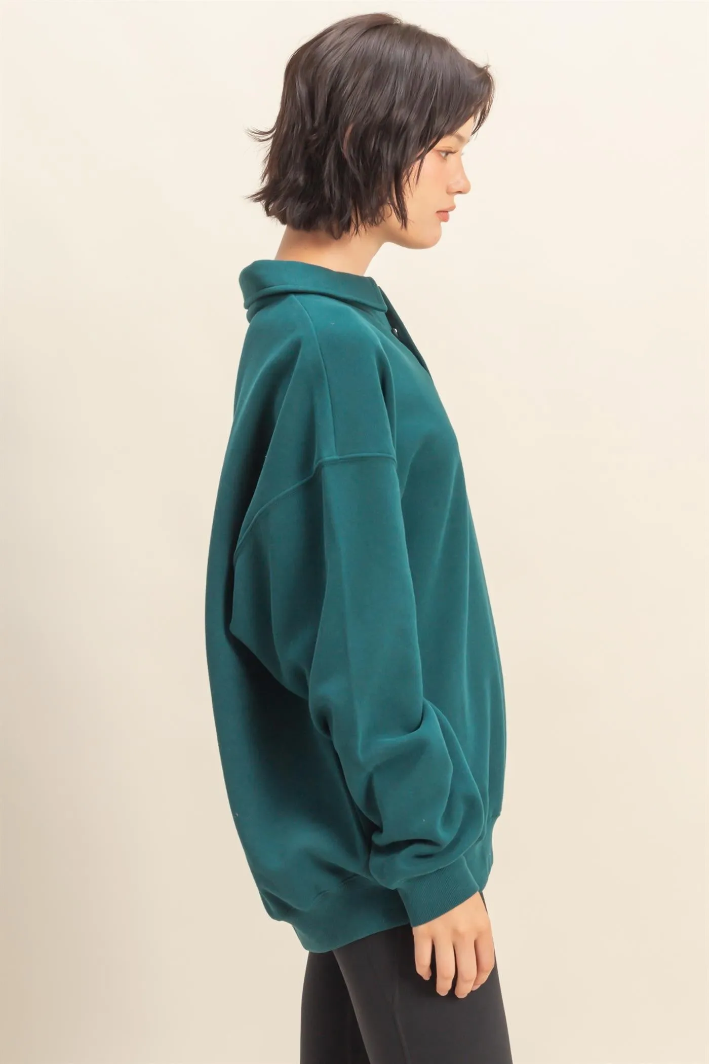 Deep Teal Oversized Polo Pullover sold by Pinkblush product image thumbnail 2