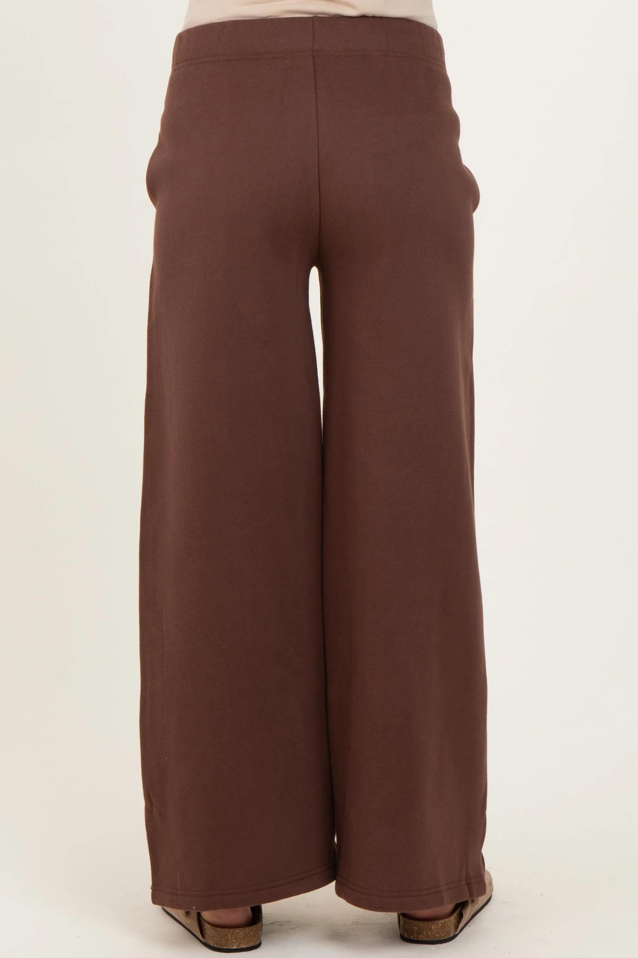 Brown Fleece Wide Leg Maternity Sweatpants sold by Pinkblush product image thumbnail 4