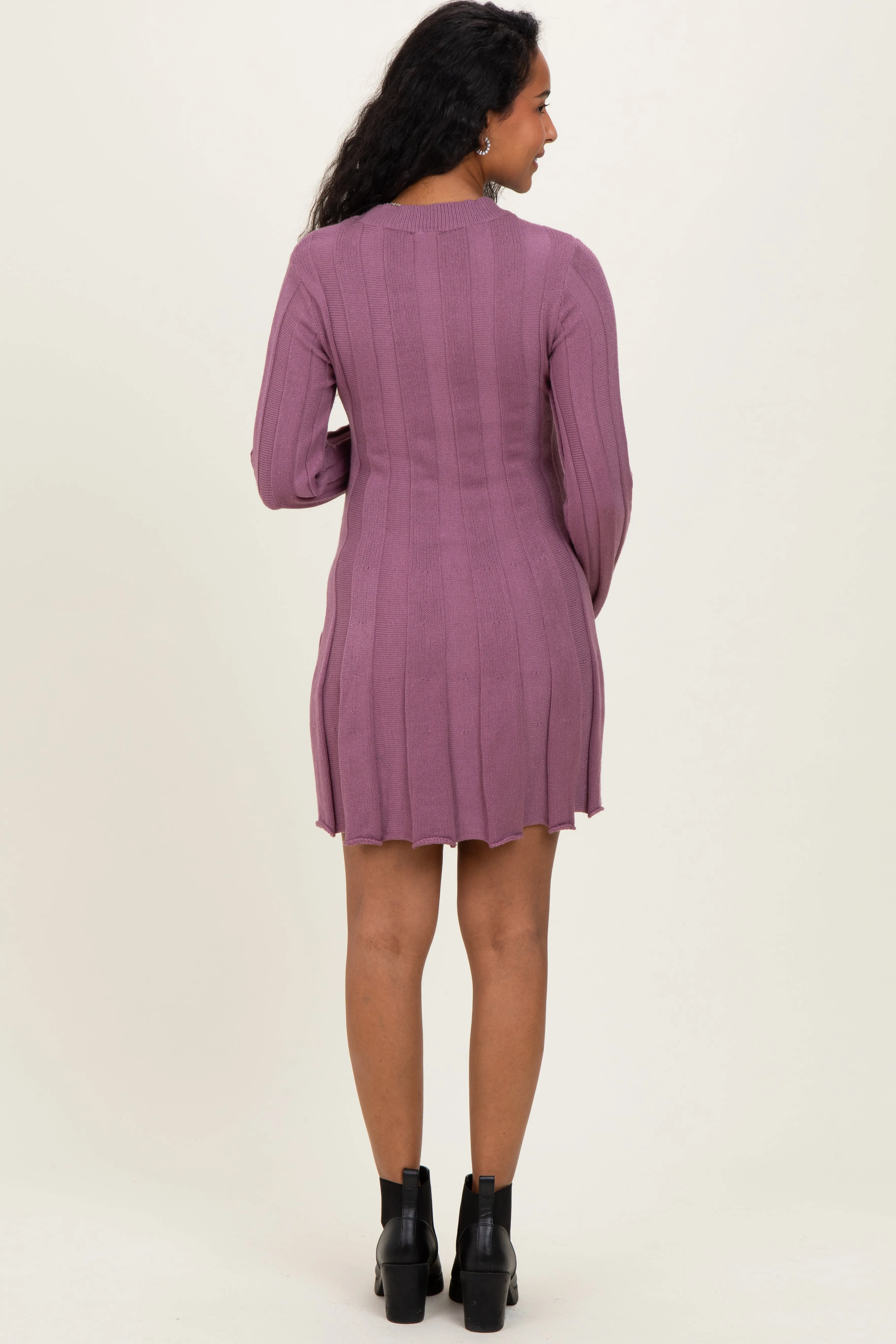 Plum Wide Rib Maternity Mini Sweater Dress sold by Pinkblush product image thumbnail 4