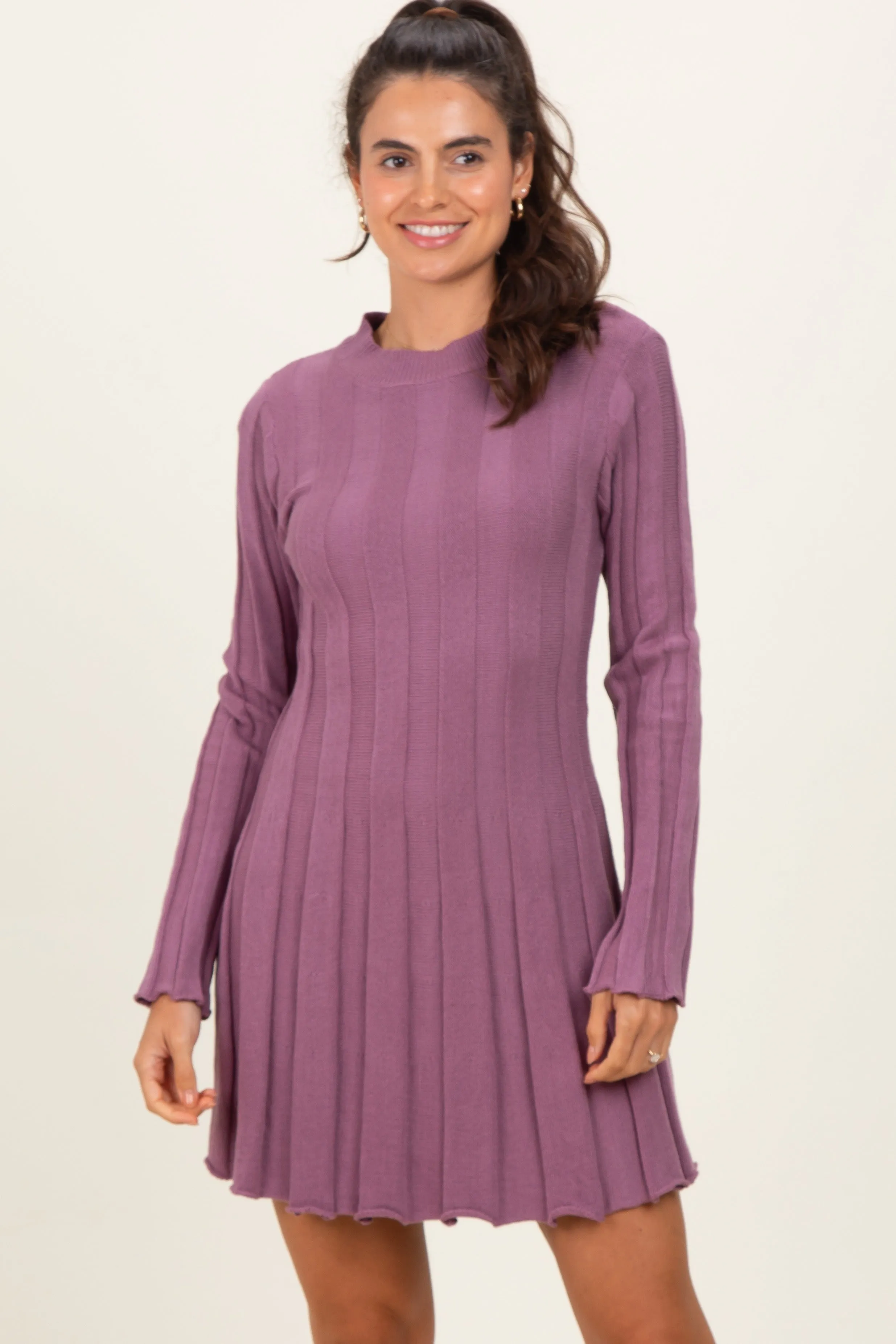 Plum Wide Rib Maternity Mini Sweater Dress sold by Pinkblush product image thumbnail 5