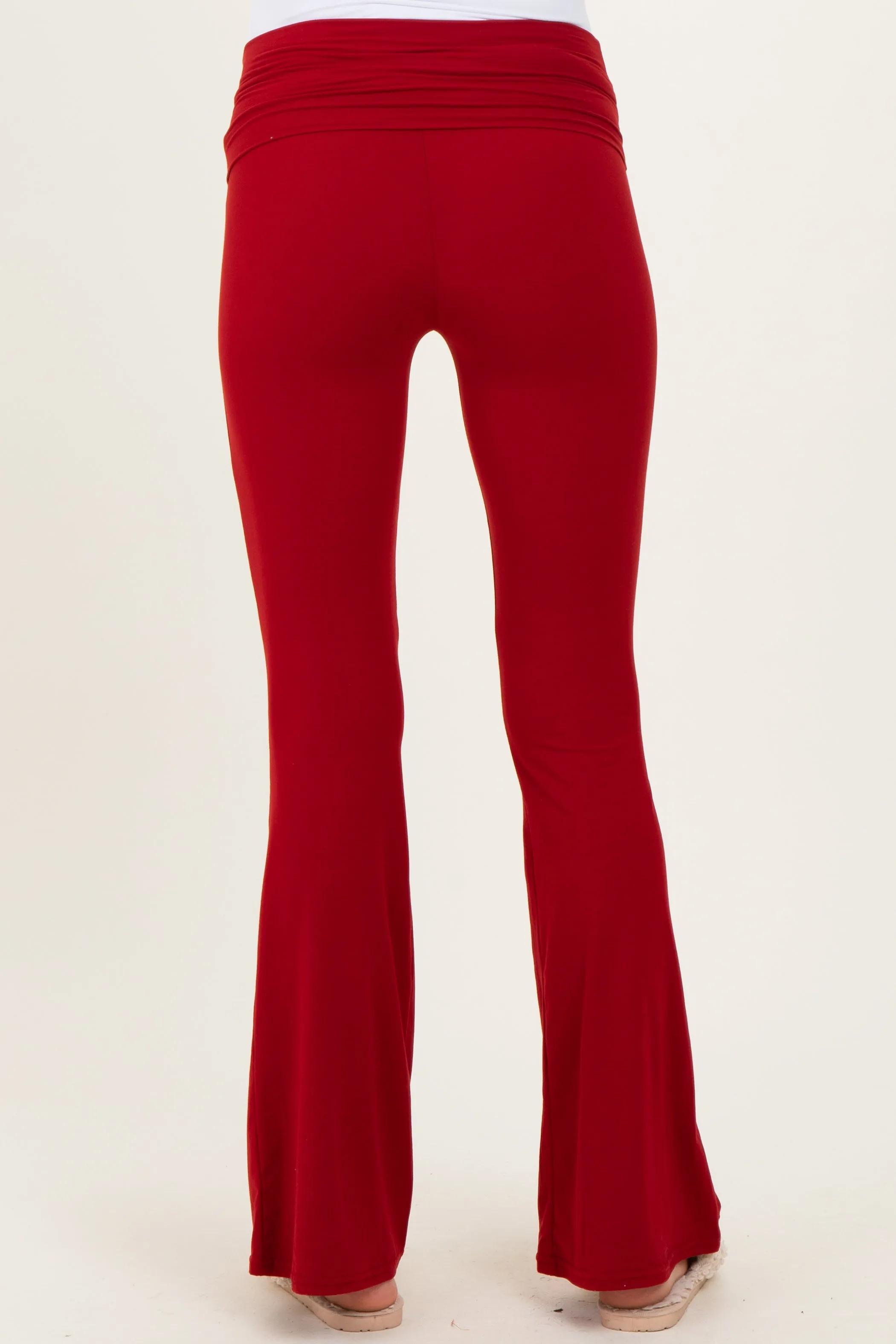 Red Fold Over Waistband Maternity Flared Pants sold by Pinkblush product image thumbnail 5
