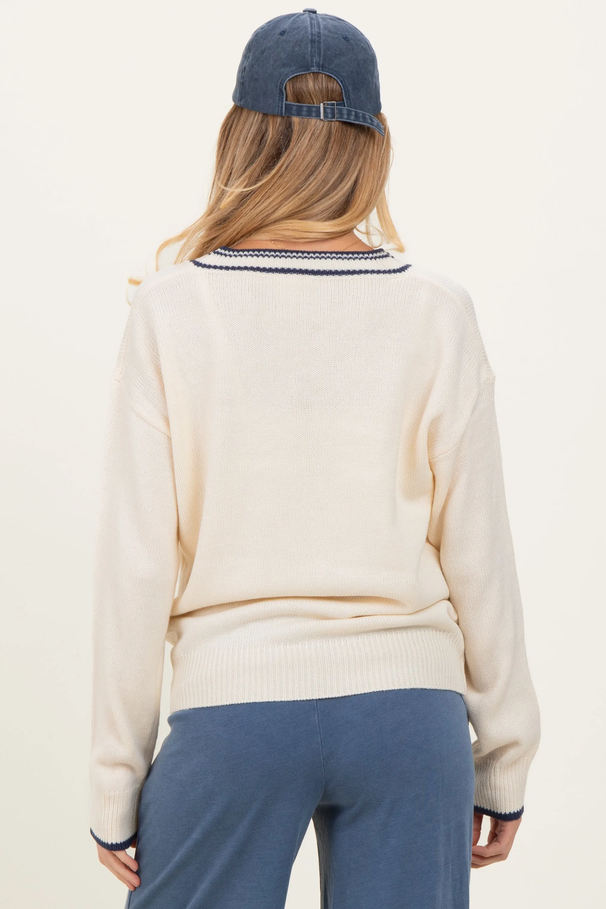 Cream Contrast Detail V-Neck Maternity Sweater sold by Pinkblush product image thumbnail 3