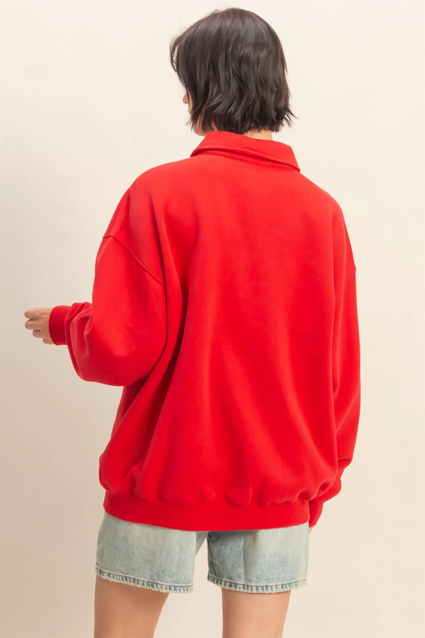 Red Oversized Polo Pullover sold by Pinkblush product image thumbnail 3