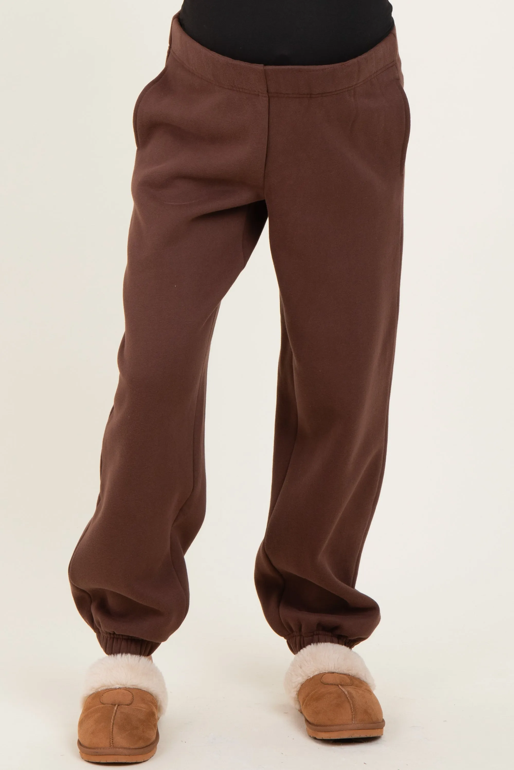 Brown Fleece Maternity Sweatpants sold by Pinkblush product image thumbnail 2