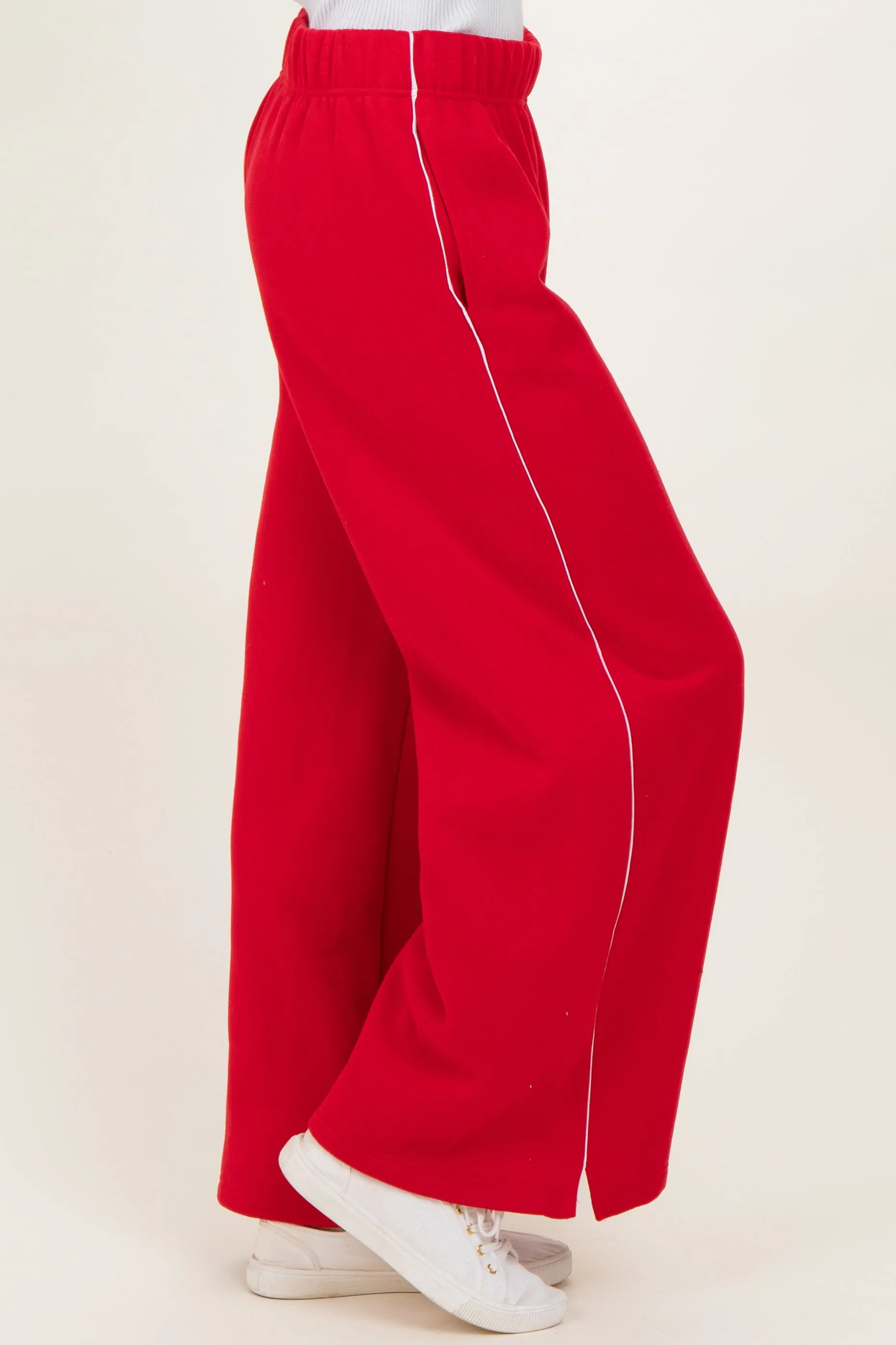 Red Fleece Wide Leg Sweatpants sold by Pinkblush product image thumbnail 4