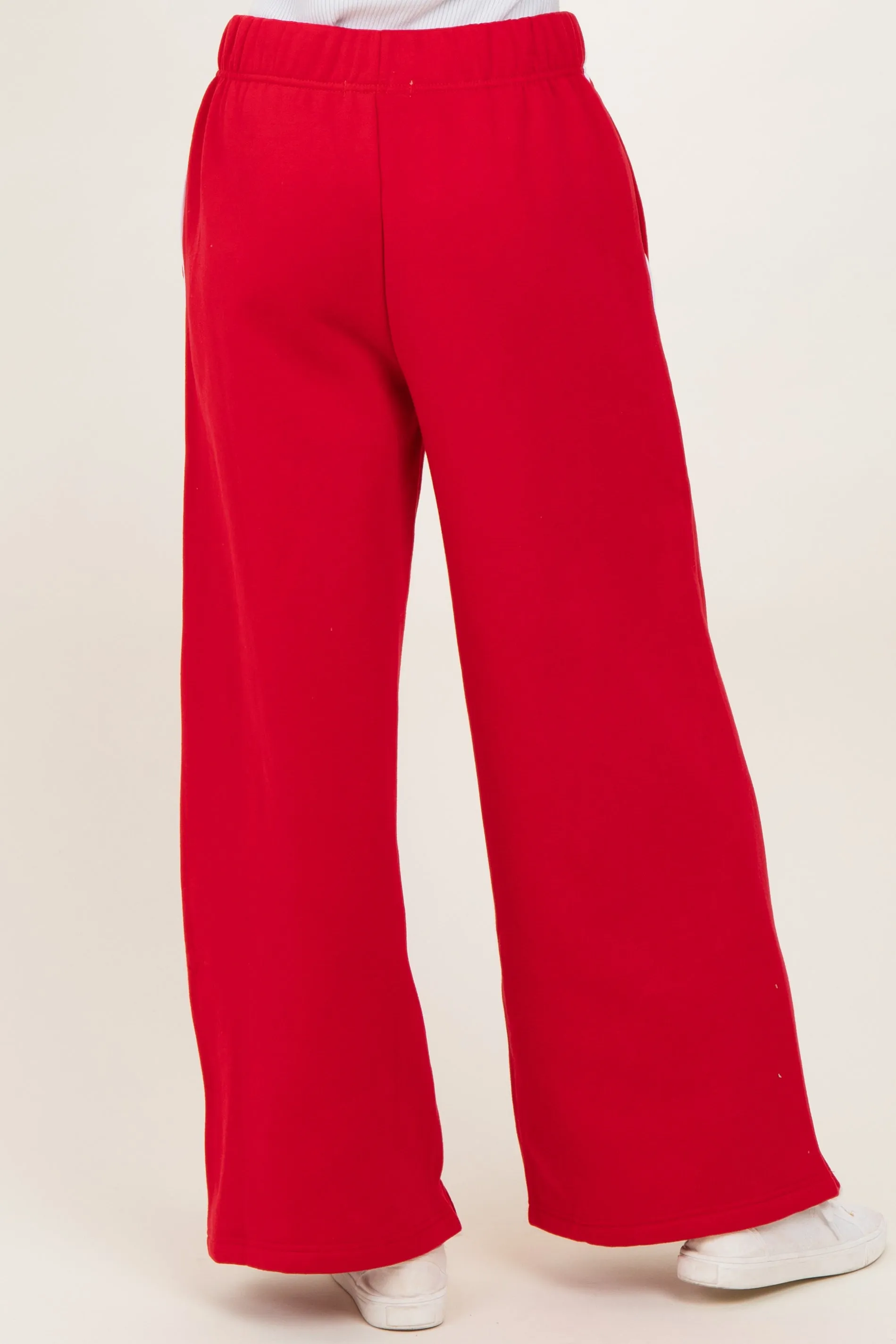 Red Fleece Wide Leg Sweatpants sold by Pinkblush product image thumbnail 5