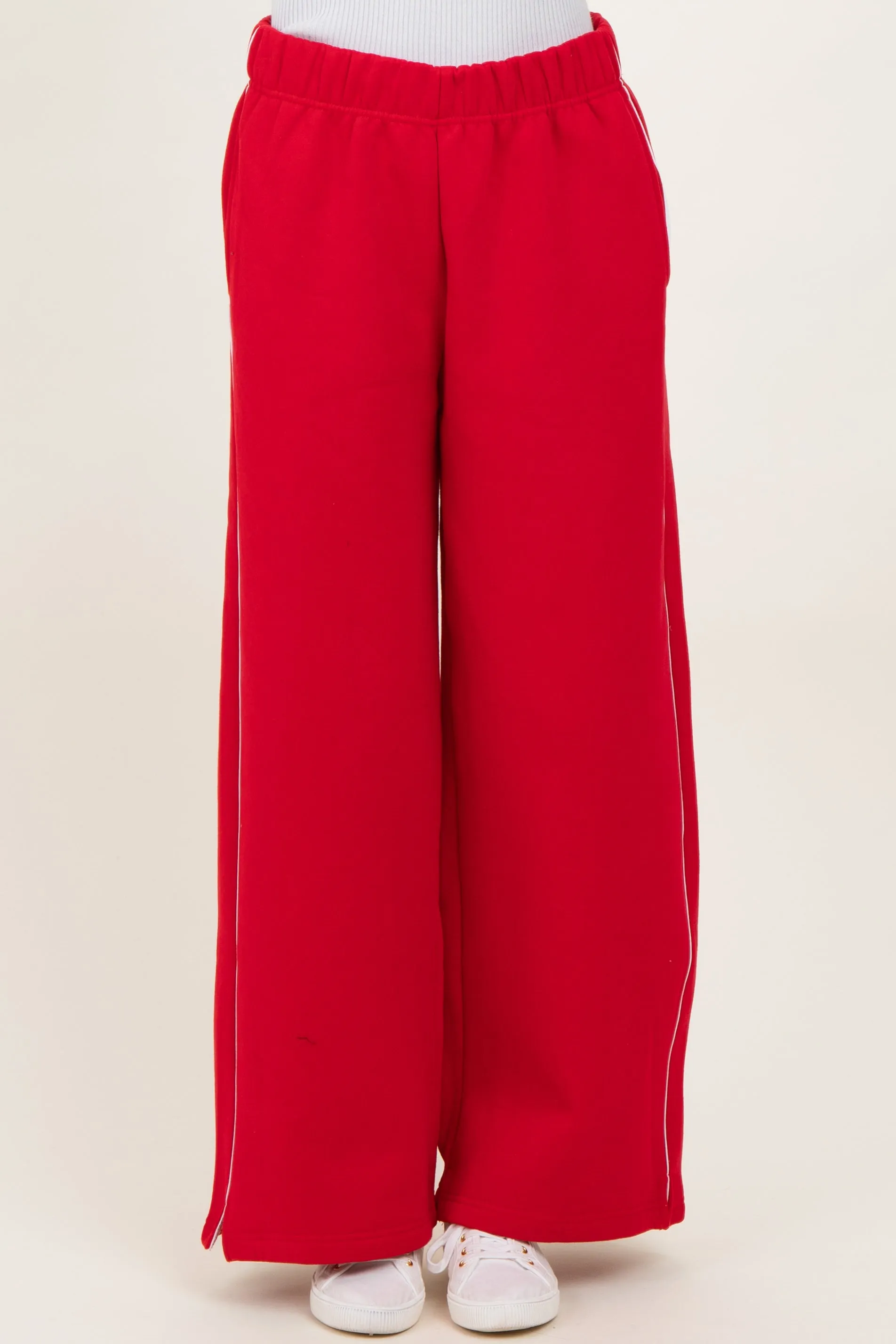 Red Fleece Wide Leg Sweatpants sold by Pinkblush product image thumbnail 3