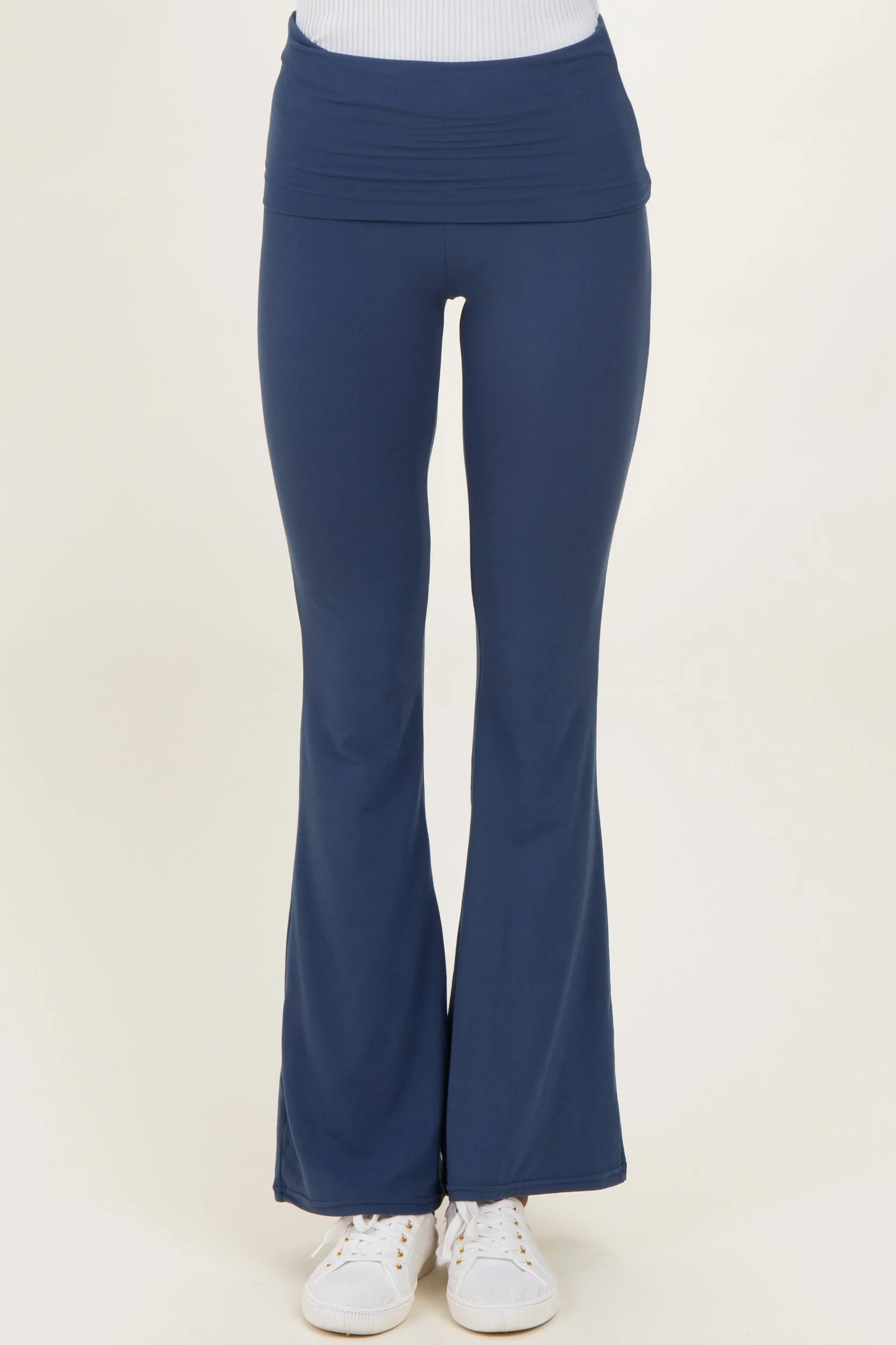 Navy Fold Over Waistband Flared Pants sold by Pinkblush product image thumbnail 2