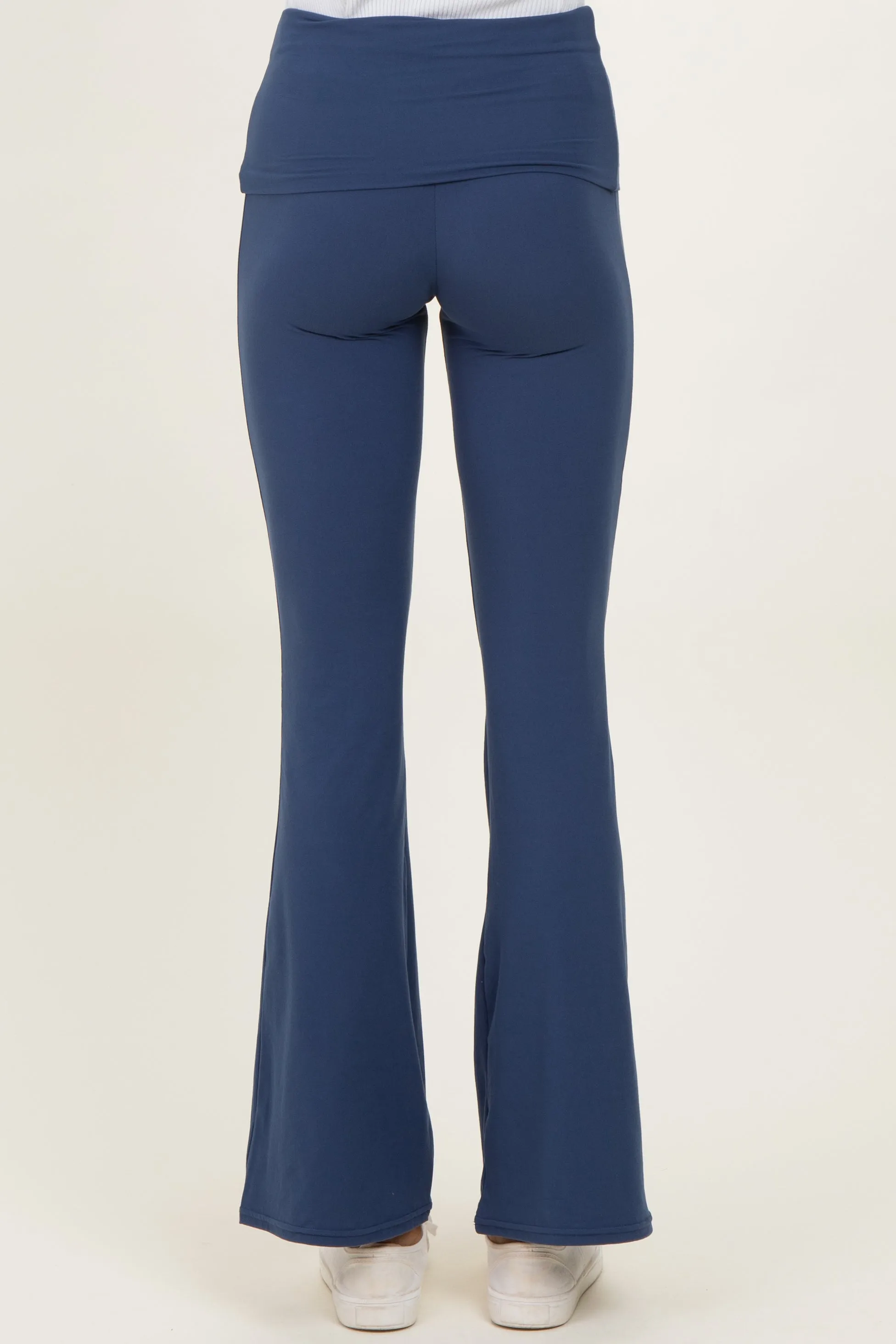 Navy Fold Over Waistband Flared Pants sold by Pinkblush product image thumbnail 4