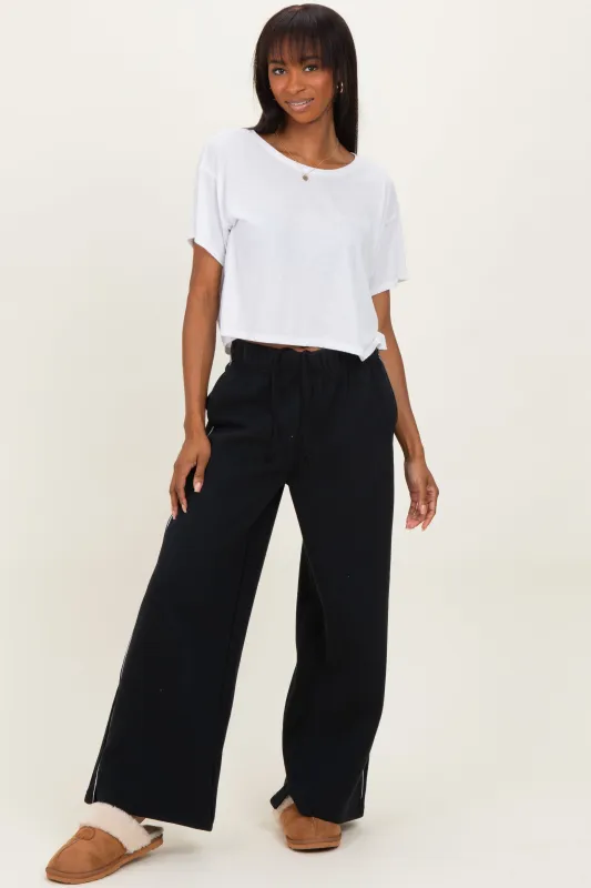 Black Fleece Wide Leg Sweatpants sold by Pinkblush