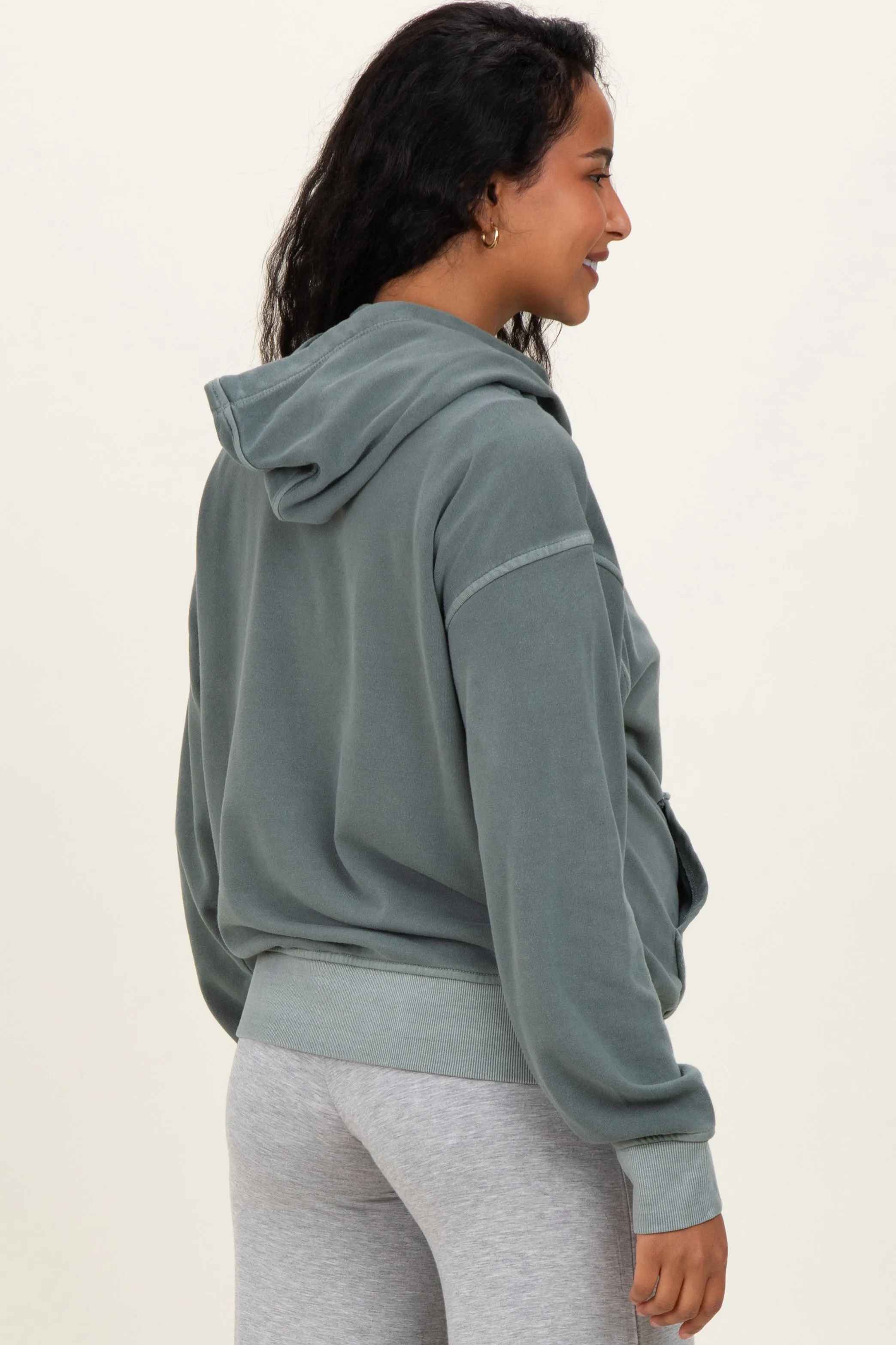 Dusty Jade Soft Fleece Maternity Pocket Hoodie sold by Pinkblush product image thumbnail 3