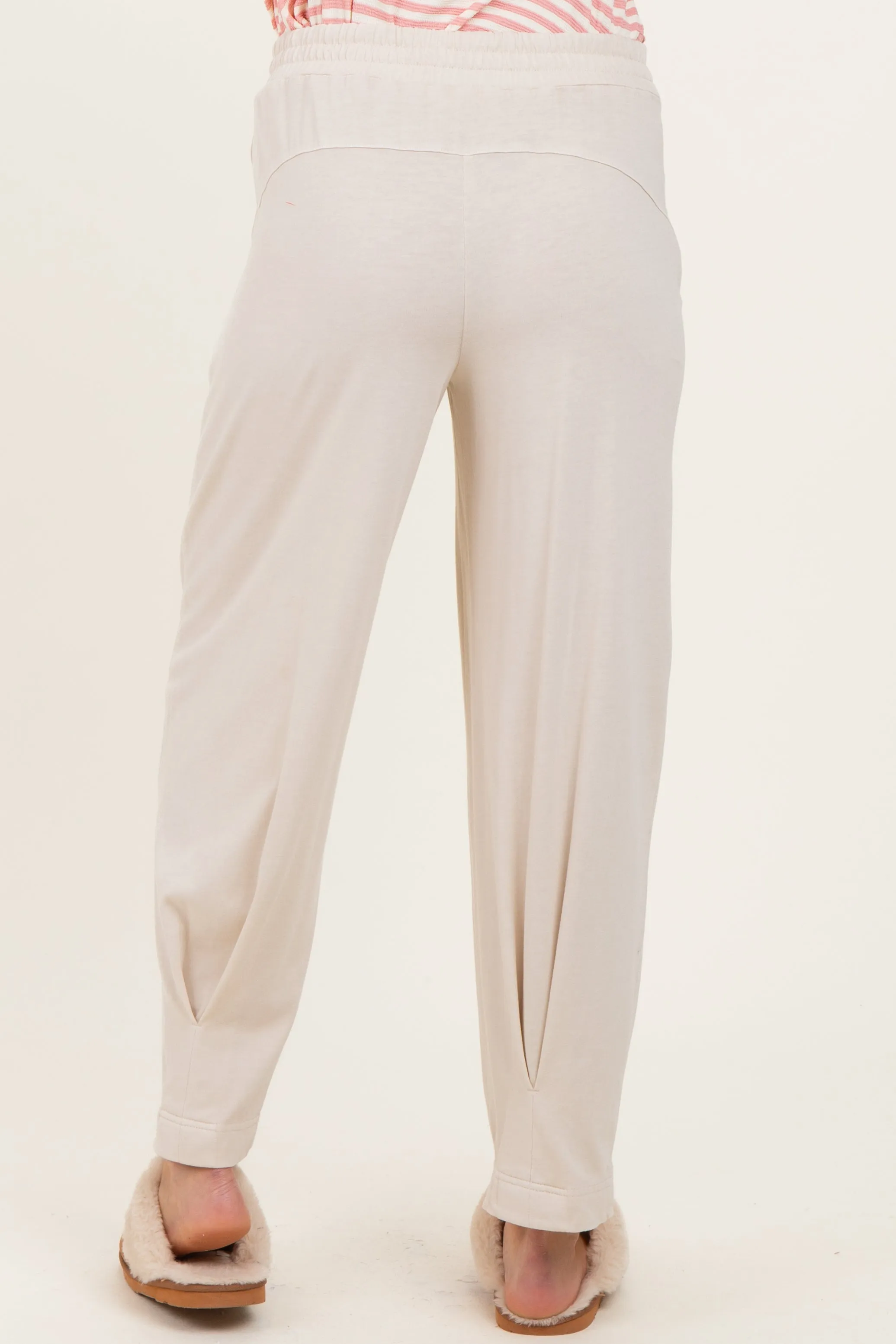 Cream Mineral Wash Pleated Maternity Lounge Pants sold by Pinkblush product image thumbnail 4
