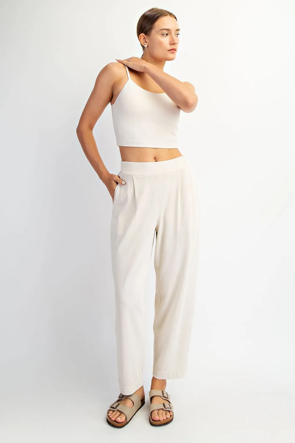Cream Mineral Wash Pleated Maternity Lounge Pants sold by Pinkblush product image thumbnail 5