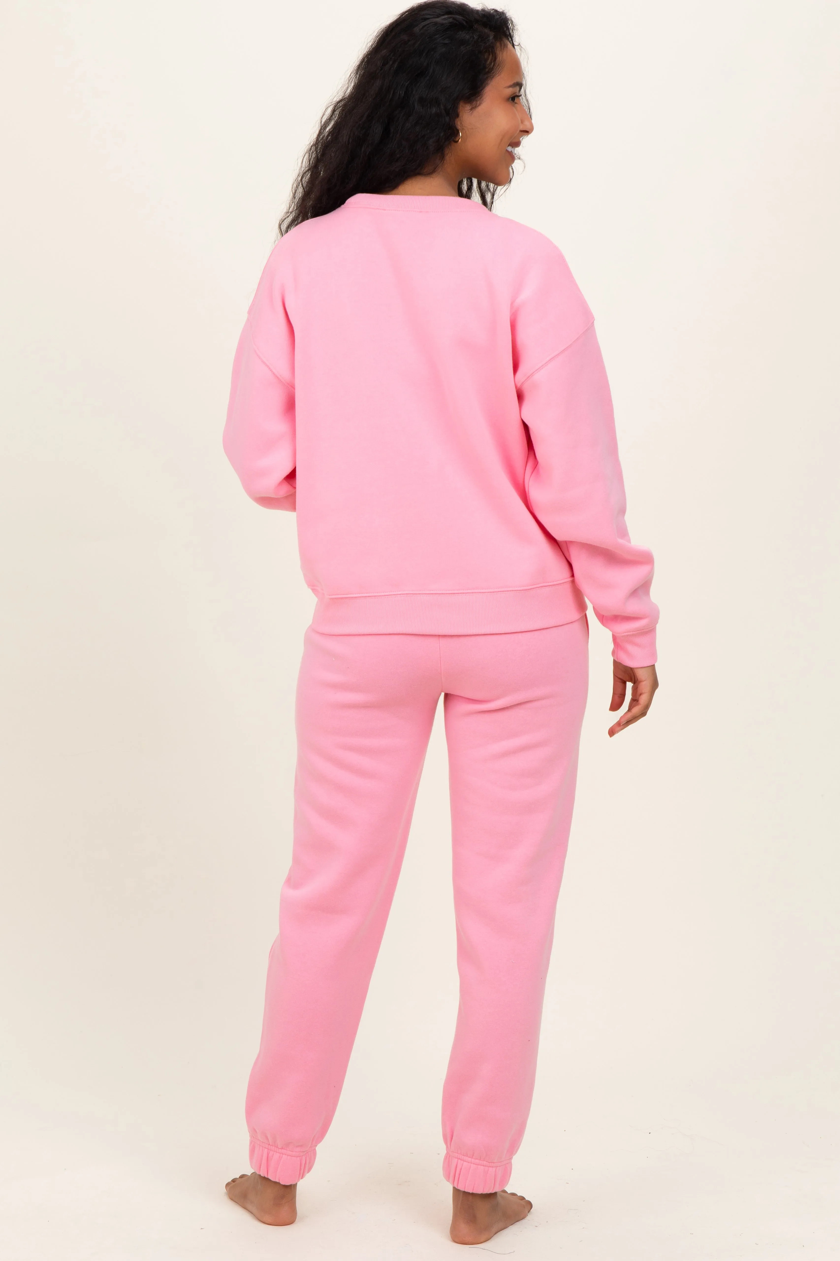 Pink Fleece Long Sleeve Maternity Pullover & Jogger Set sold by Pinkblush product image thumbnail 3