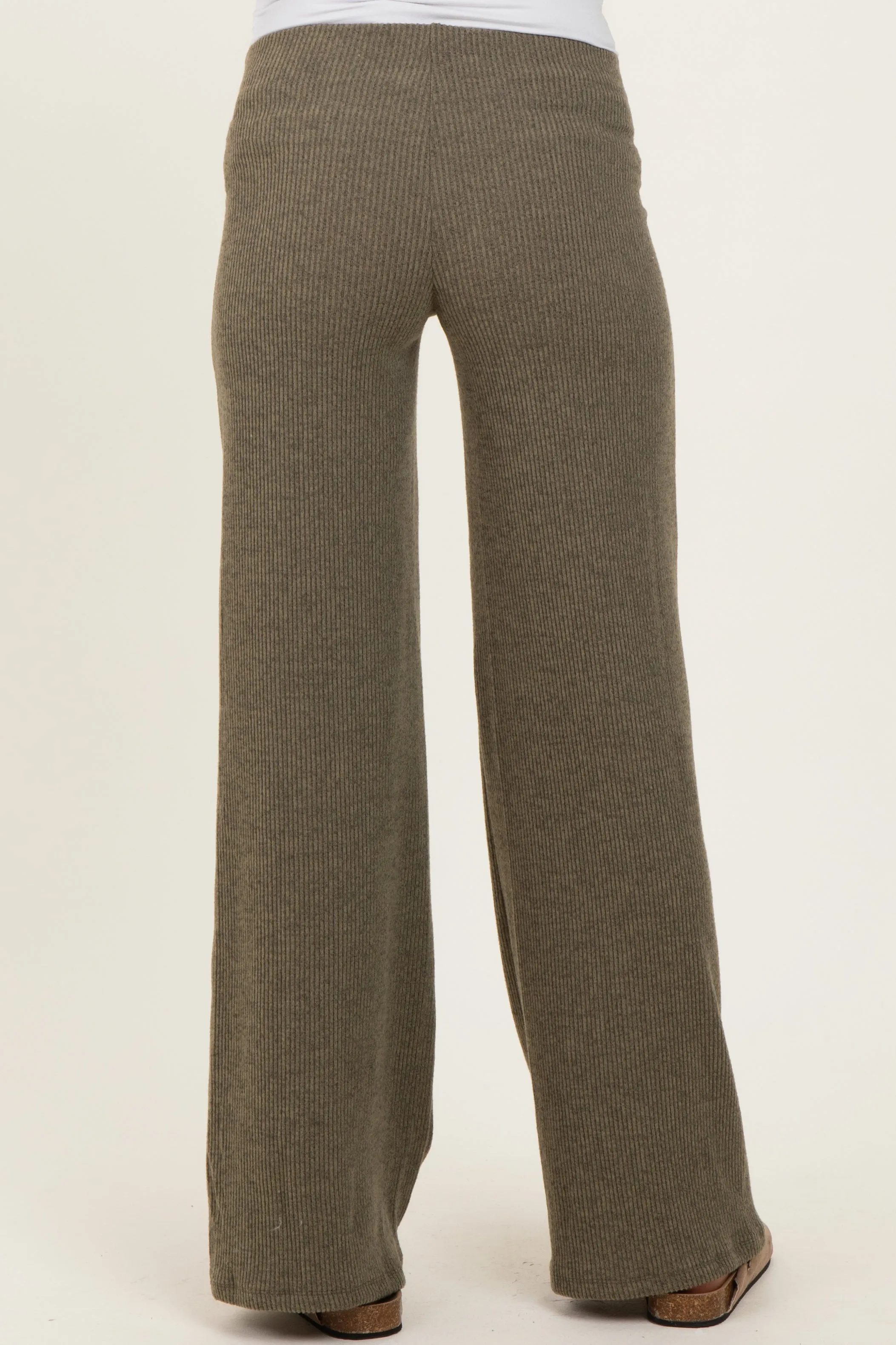 Olive Brushed Knit Flare Leg Maternity Pants sold by Pinkblush product image thumbnail 4