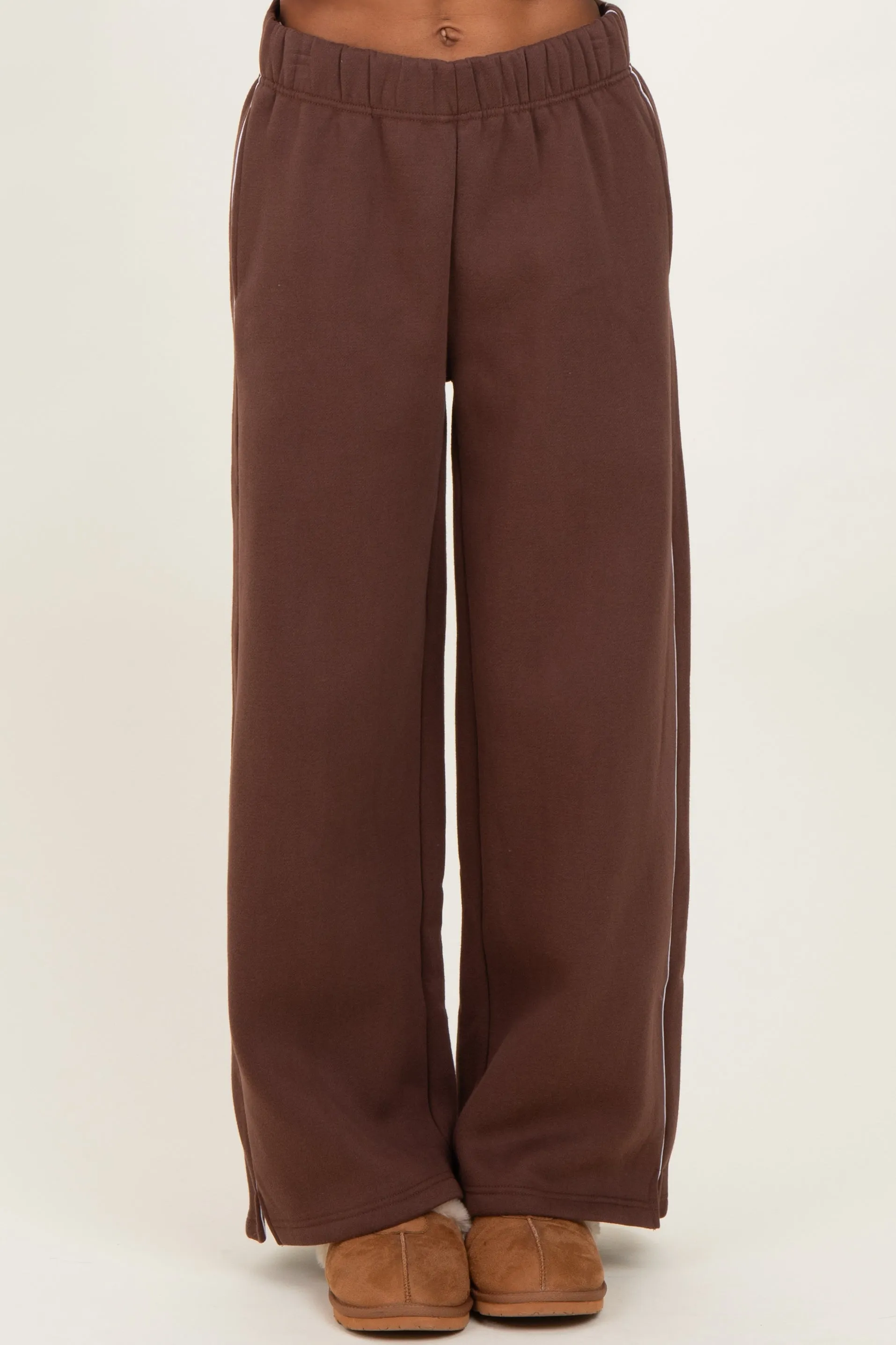 Brown Fleece Wide Leg Sweatpants sold by Pinkblush product image thumbnail 3