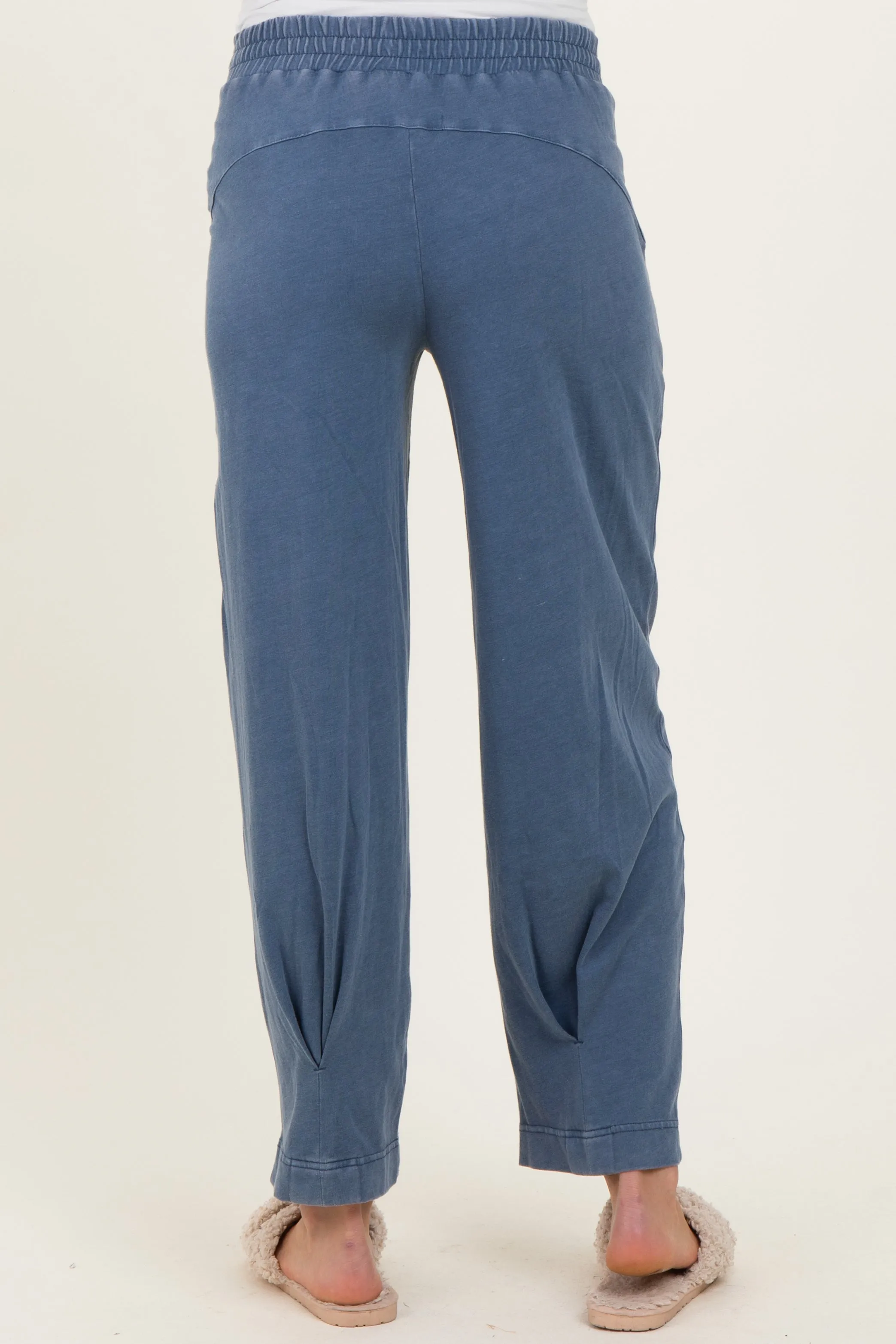 Light Navy Mineral Wash Pleated Maternity Lounge Pants sold by Pinkblush product image thumbnail 5