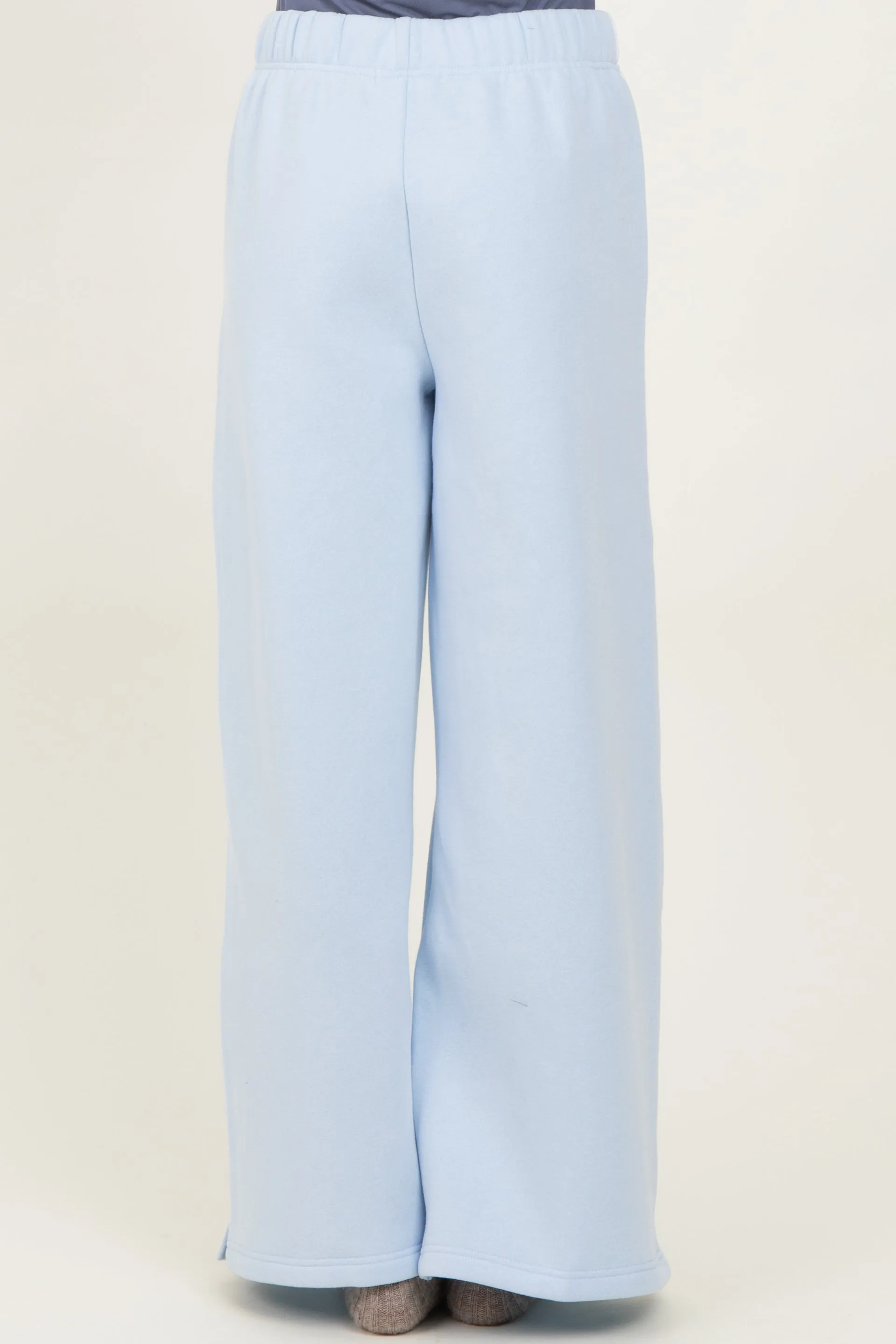 Light Blue Fleece Wide Leg Sweatpants sold by Pinkblush product image thumbnail 5
