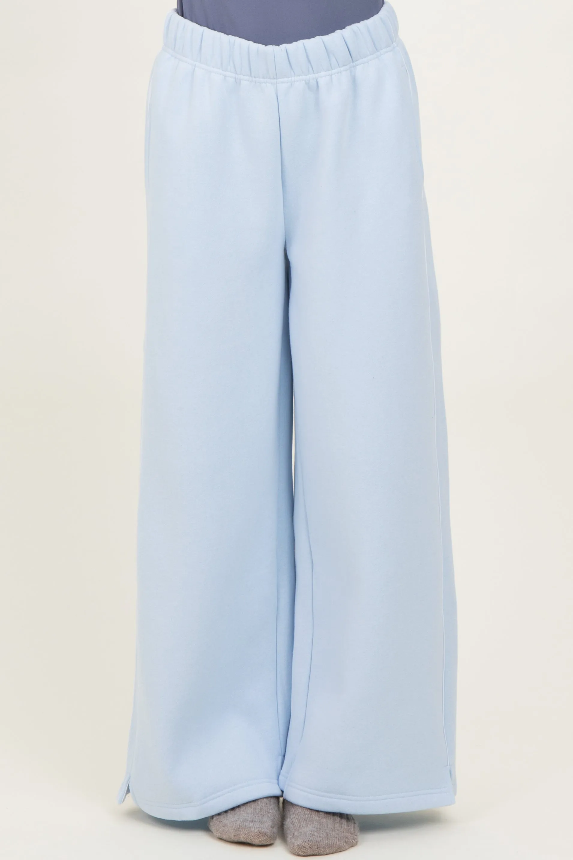Light Blue Fleece Wide Leg Sweatpants sold by Pinkblush product image thumbnail 3