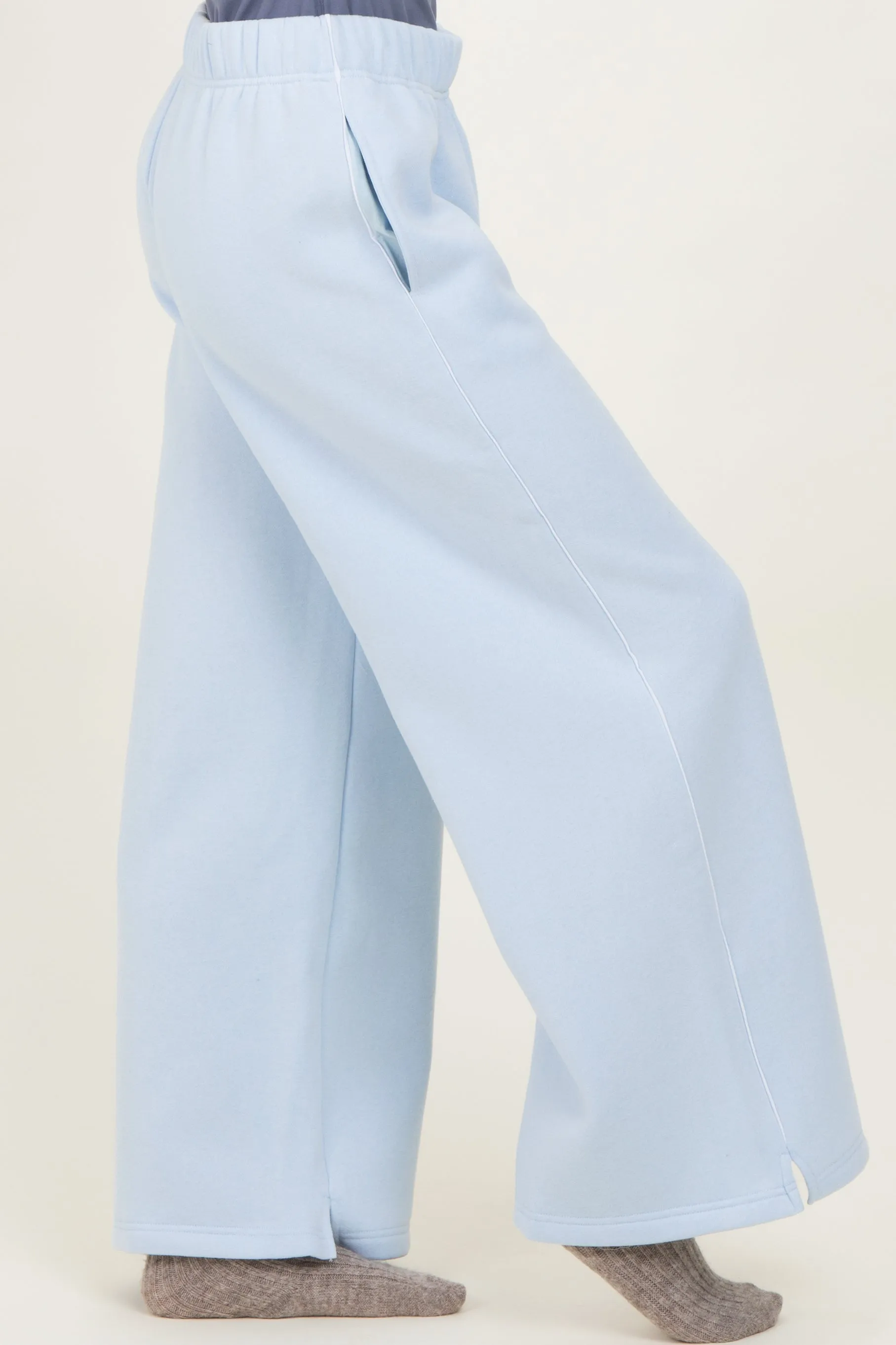 Light Blue Fleece Wide Leg Sweatpants sold by Pinkblush product image thumbnail 4