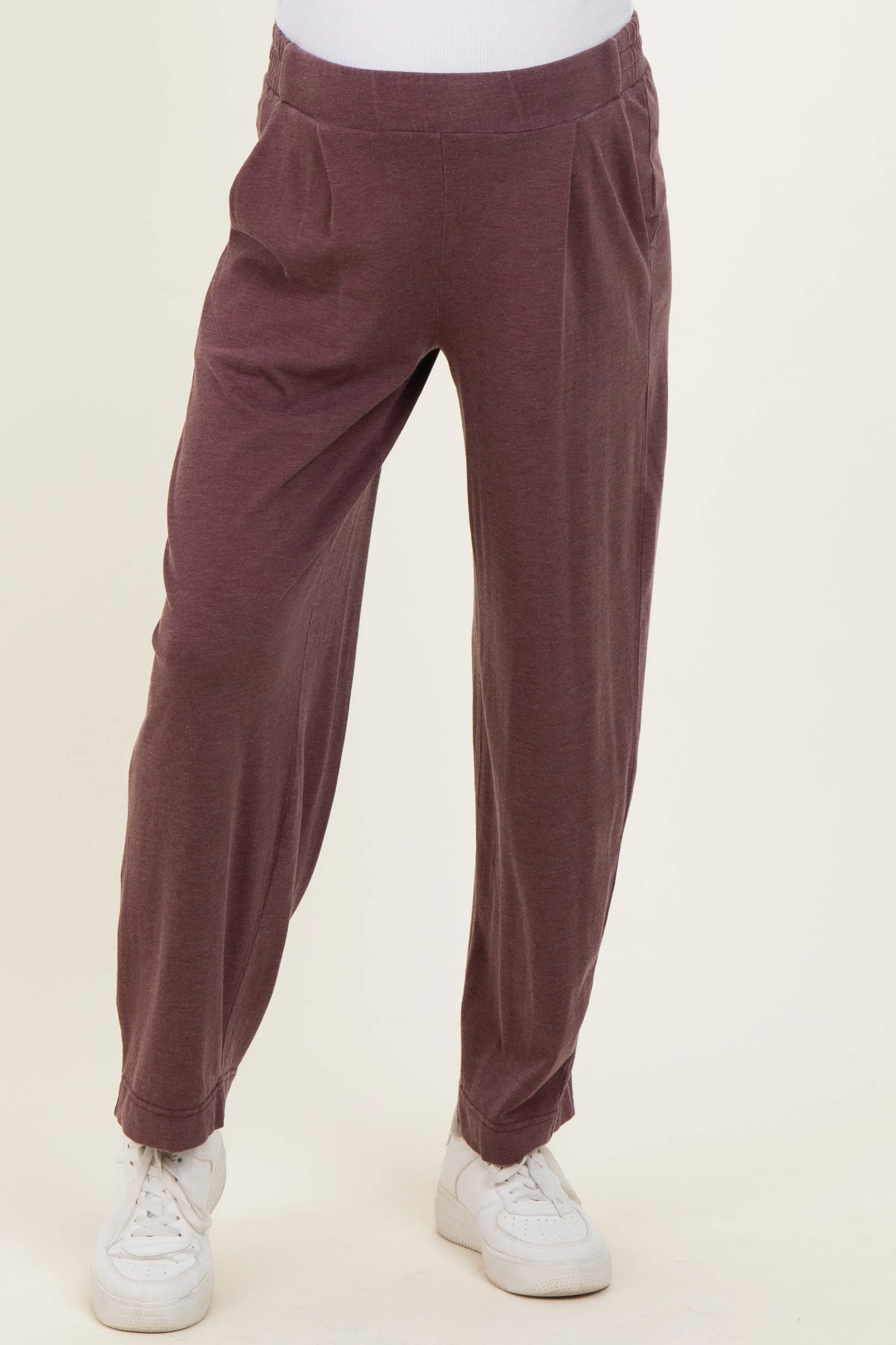 Burgundy Mineral Wash Pleated Maternity Lounge Pants sold by Pinkblush product image thumbnail 3