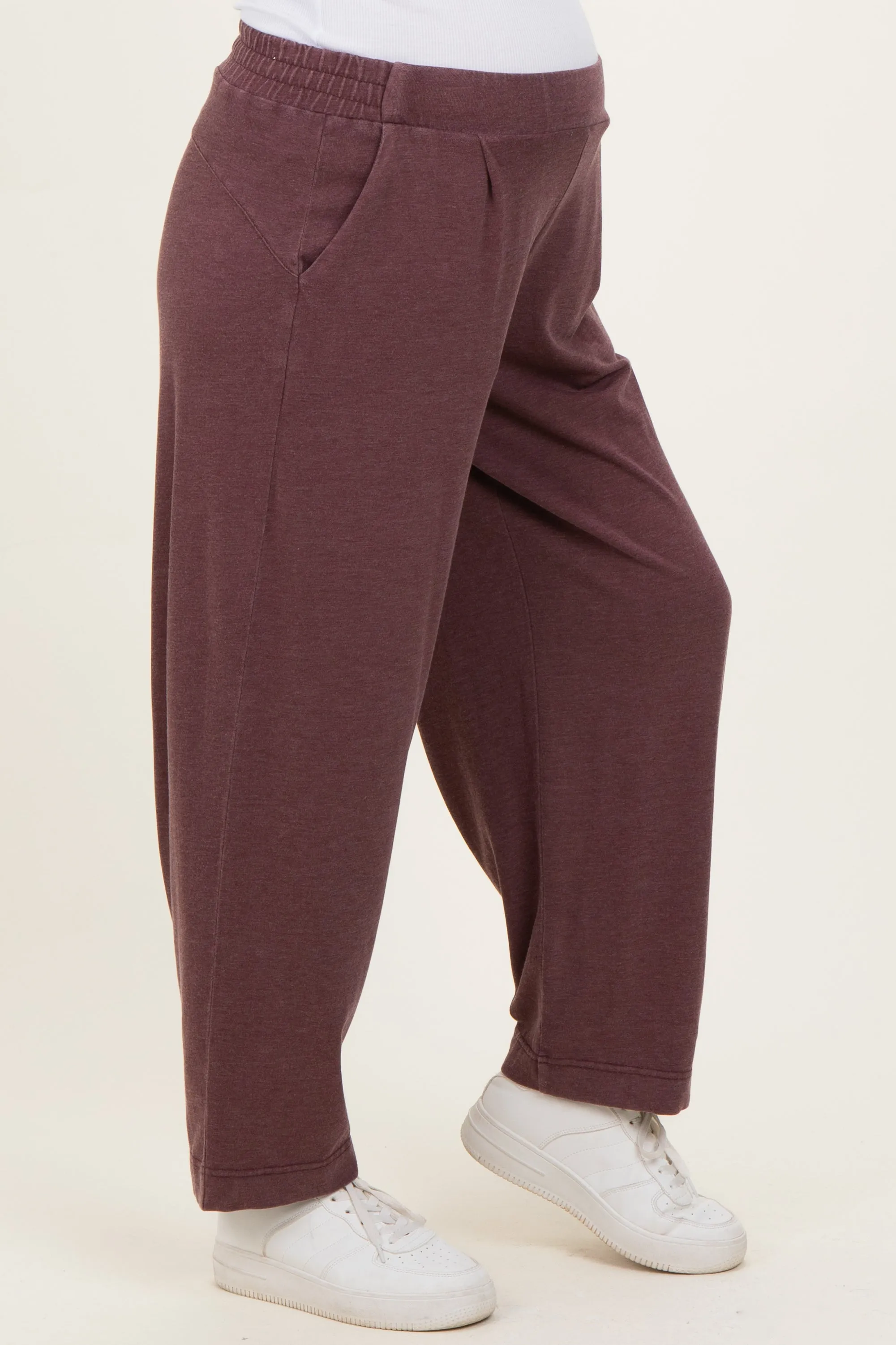 Burgundy Mineral Wash Pleated Maternity Lounge Pants sold by Pinkblush product image thumbnail 4