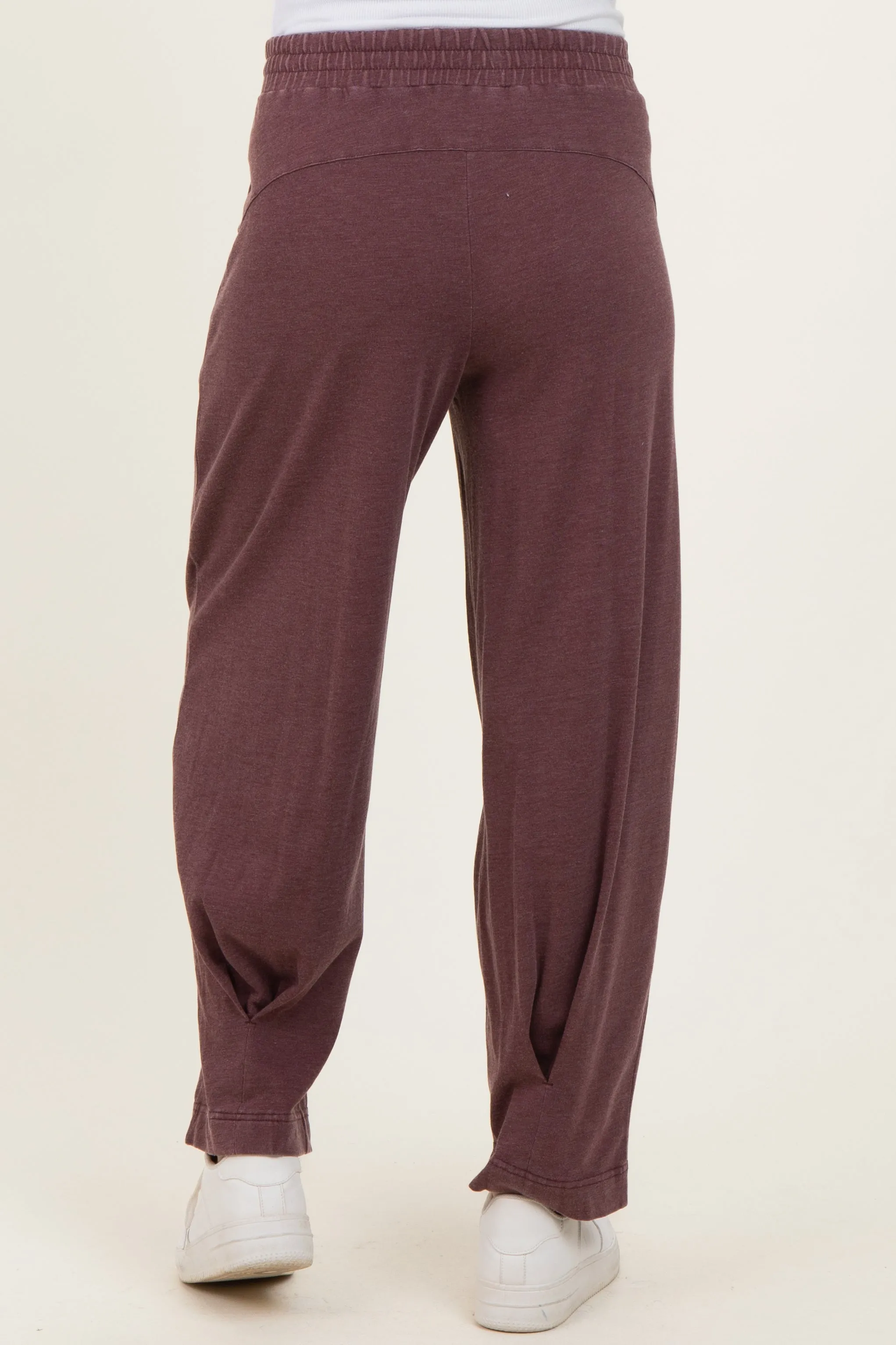 Burgundy Mineral Wash Pleated Maternity Lounge Pants sold by Pinkblush product image thumbnail 5