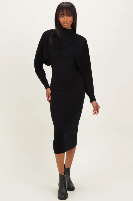 Black Bodycon Dress And Sweater Set sold by Pinkblush
