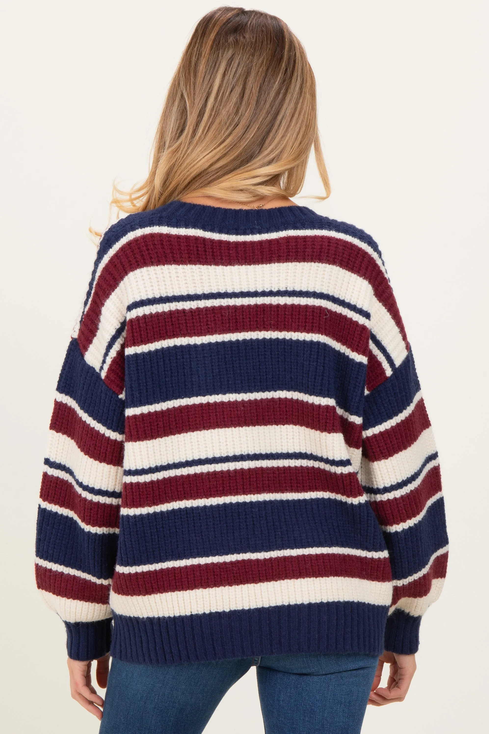 Multicolor Striped Chunky Knit Maternity Sweater sold by Pinkblush product image thumbnail 4
