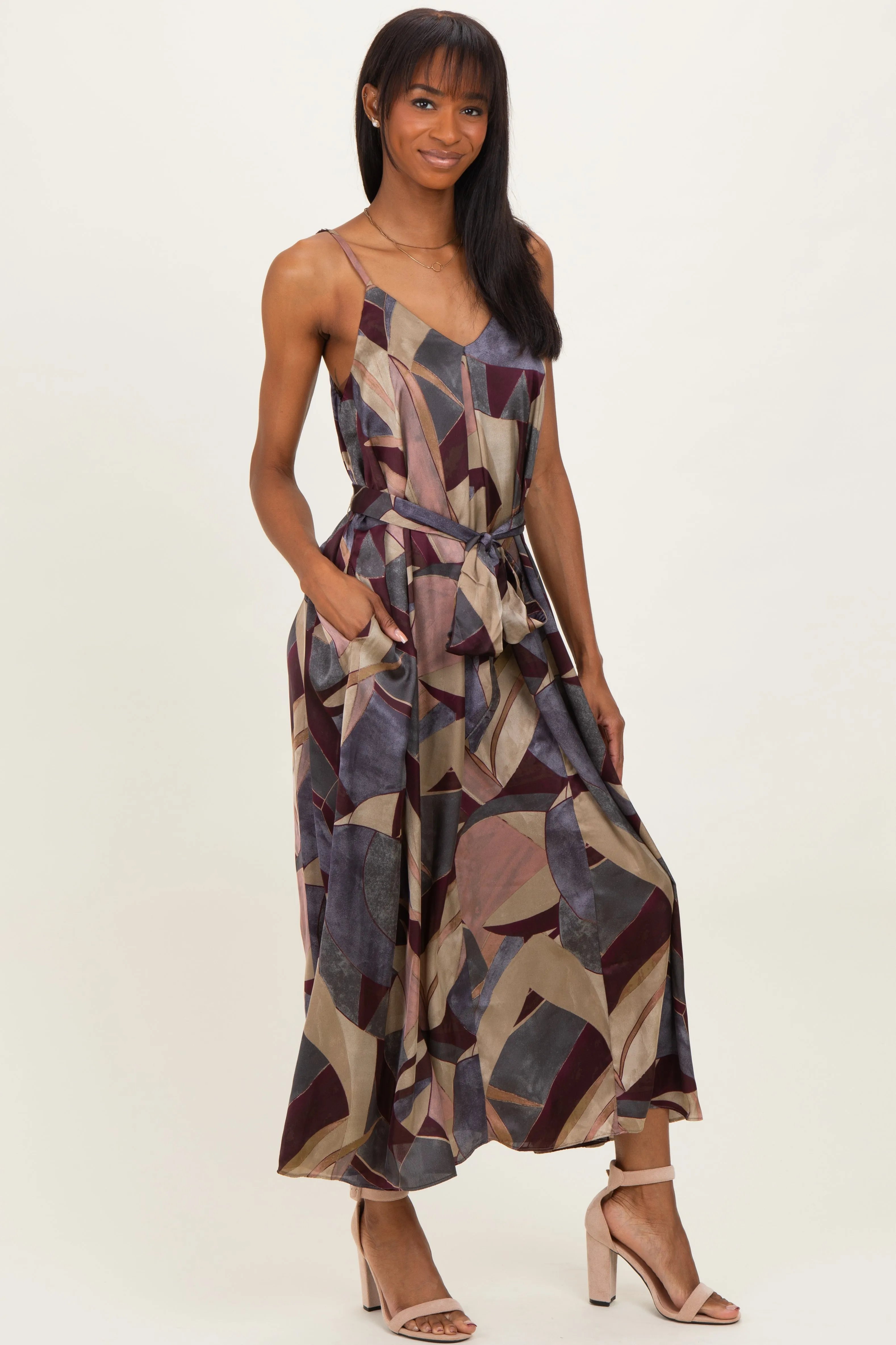 Multicolor Abstract Print Sash Tie Maxi Dress sold by Pinkblush product image thumbnail 3