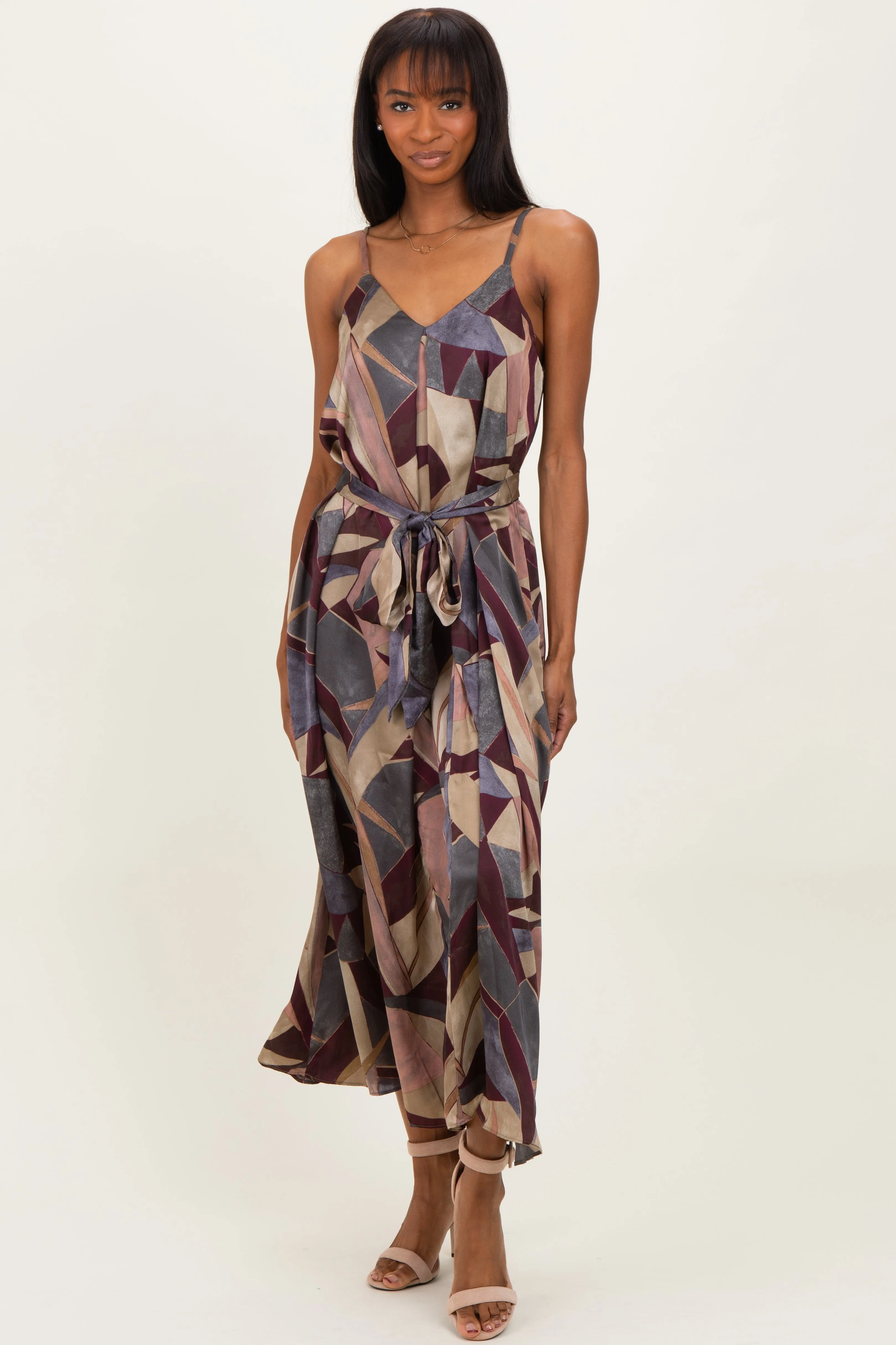 Multicolor Abstract Print Sash Tie Maxi Dress sold by Pinkblush product image thumbnail 2