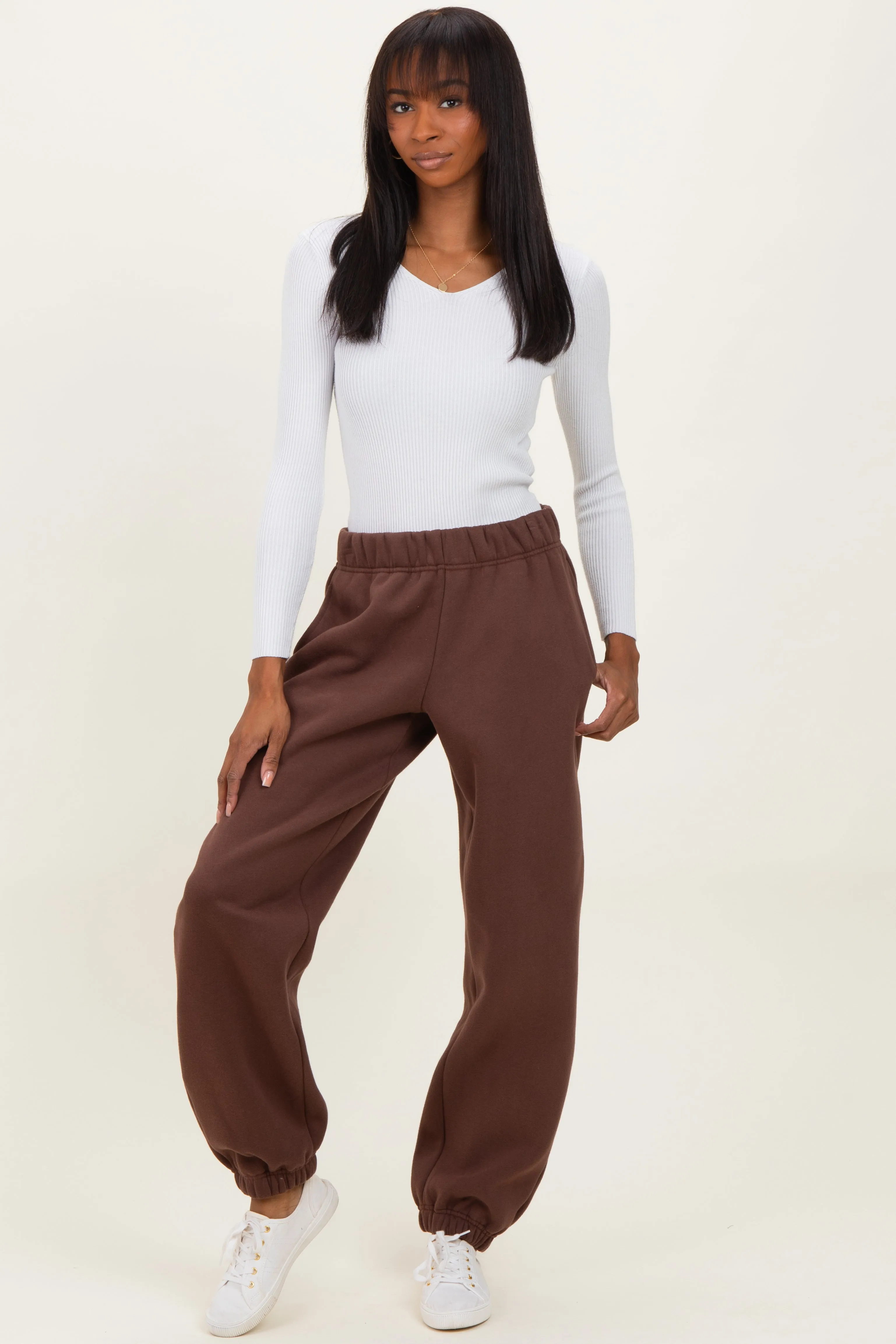Brown Fleece Sweatpants sold by Pinkblush product image thumbnail 2
