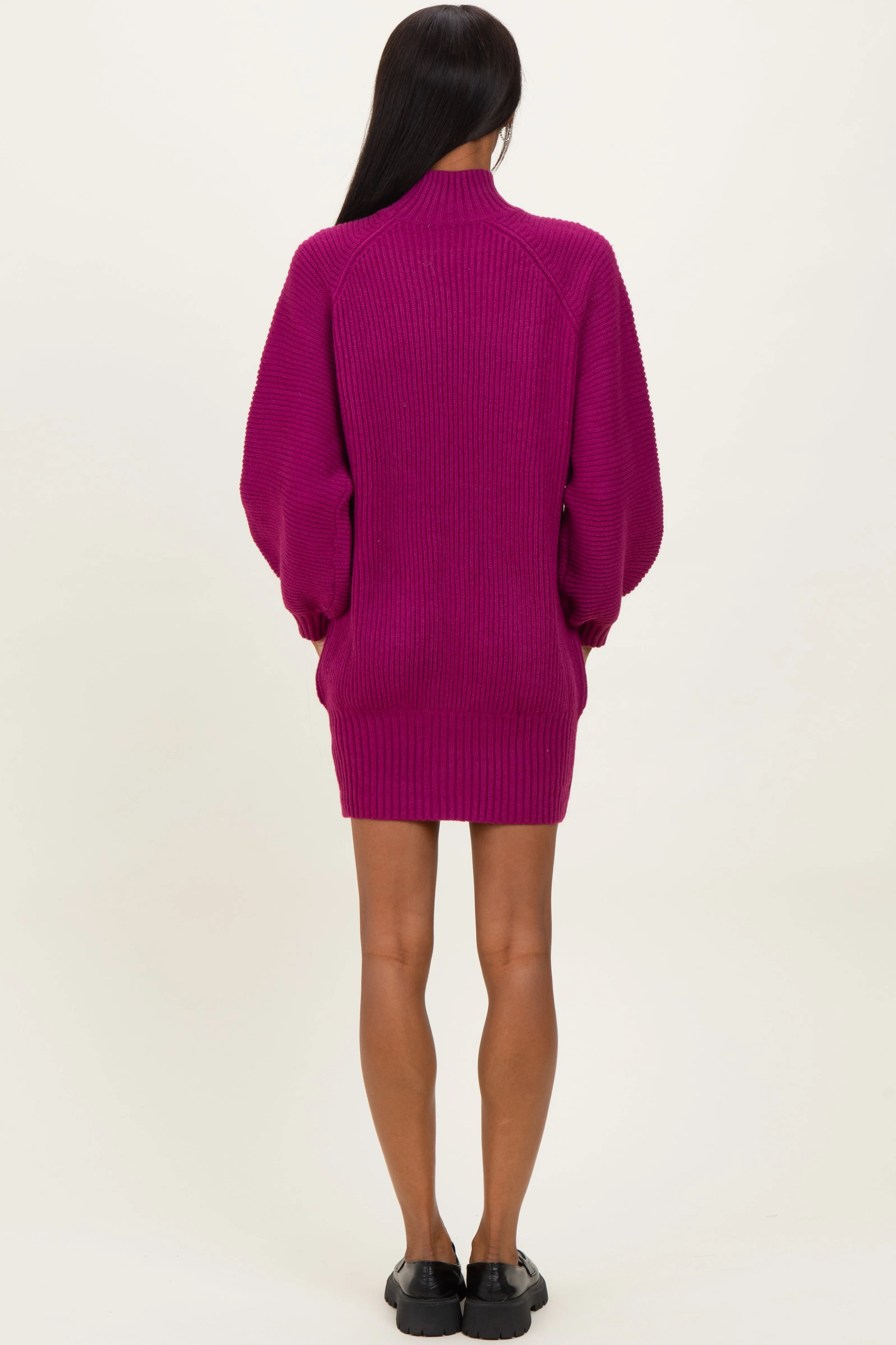 Magenta Mock Neck Sweater Mini Dress sold by Pinkblush product image thumbnail 3