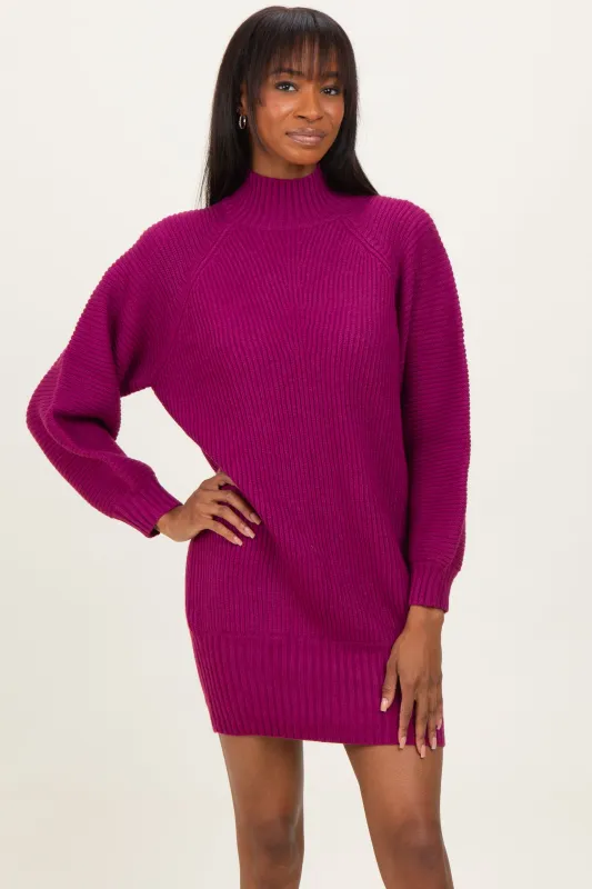 Magenta Mock Neck Sweater Mini Dress sold by Pinkblush