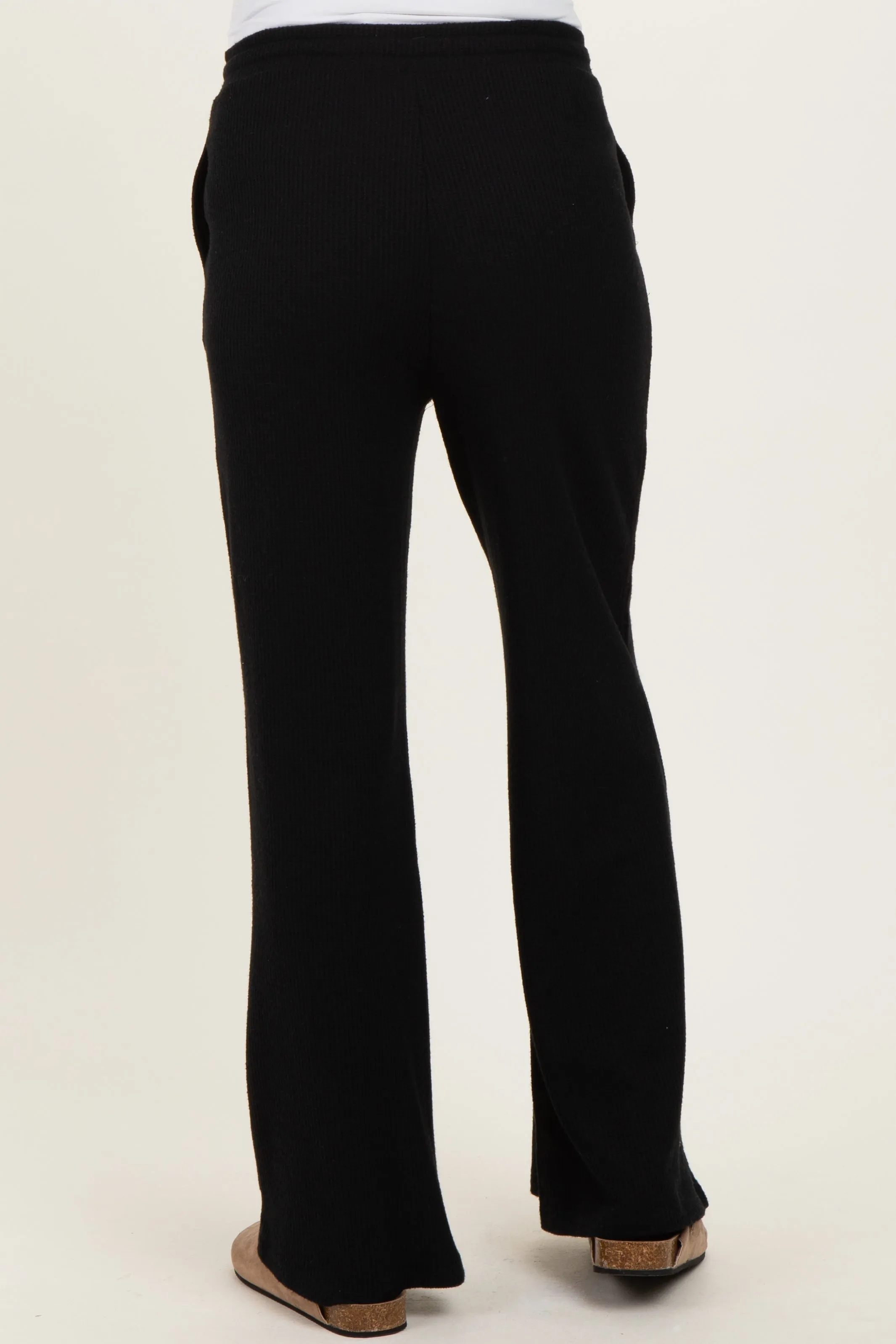 Black Brushed Ribbed Knit Maternity Lounge Pants sold by Pinkblush product image thumbnail 4