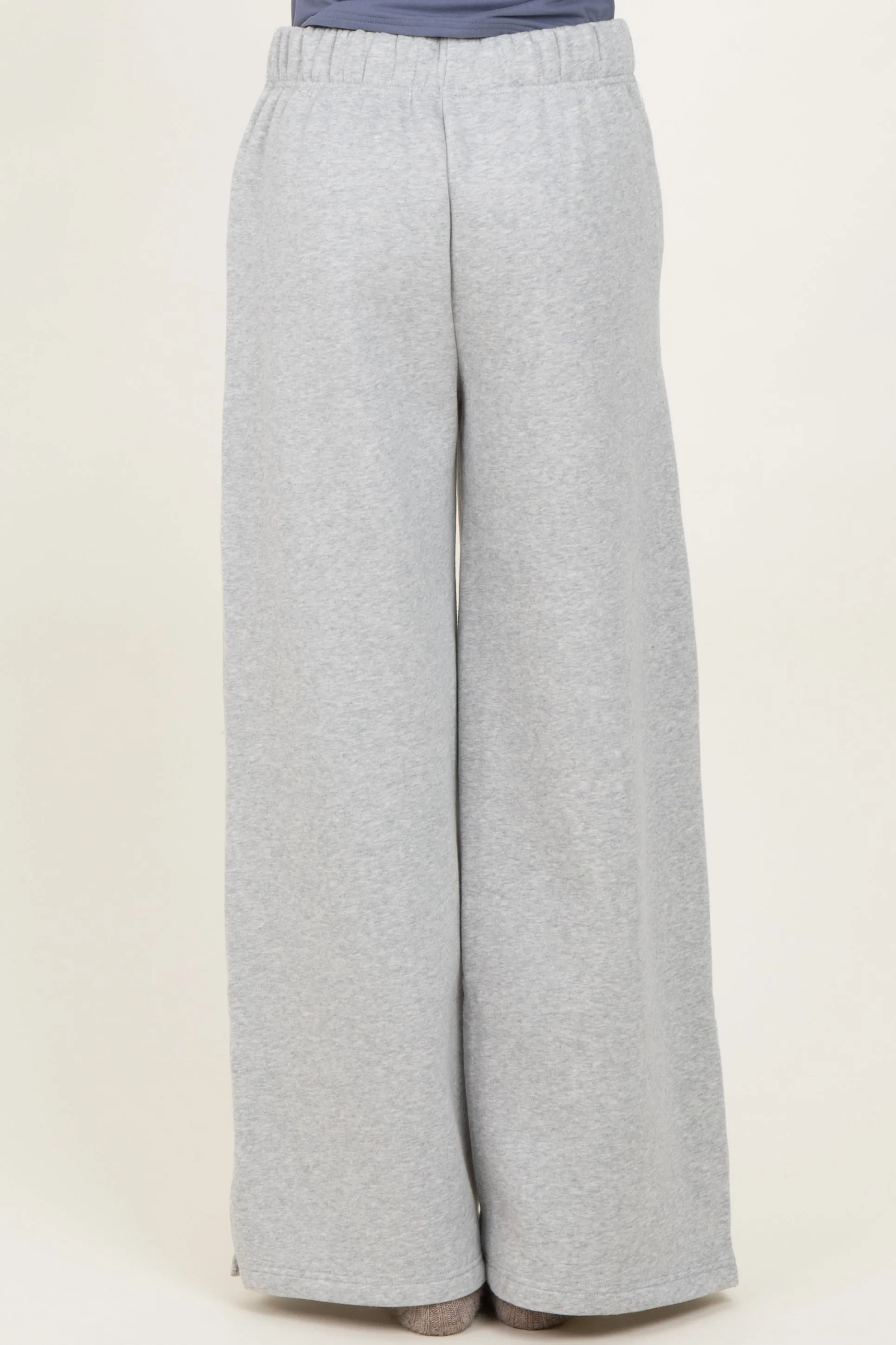 Heather Grey Fleece Wide Leg Sweatpants sold by Pinkblush product image thumbnail 4