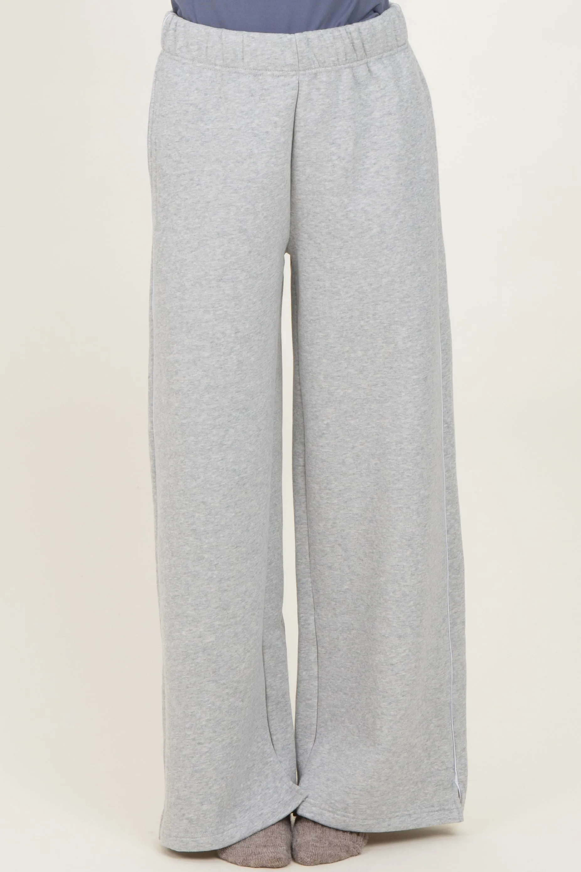 Heather Grey Fleece Wide Leg Sweatpants sold by Pinkblush product image thumbnail 2