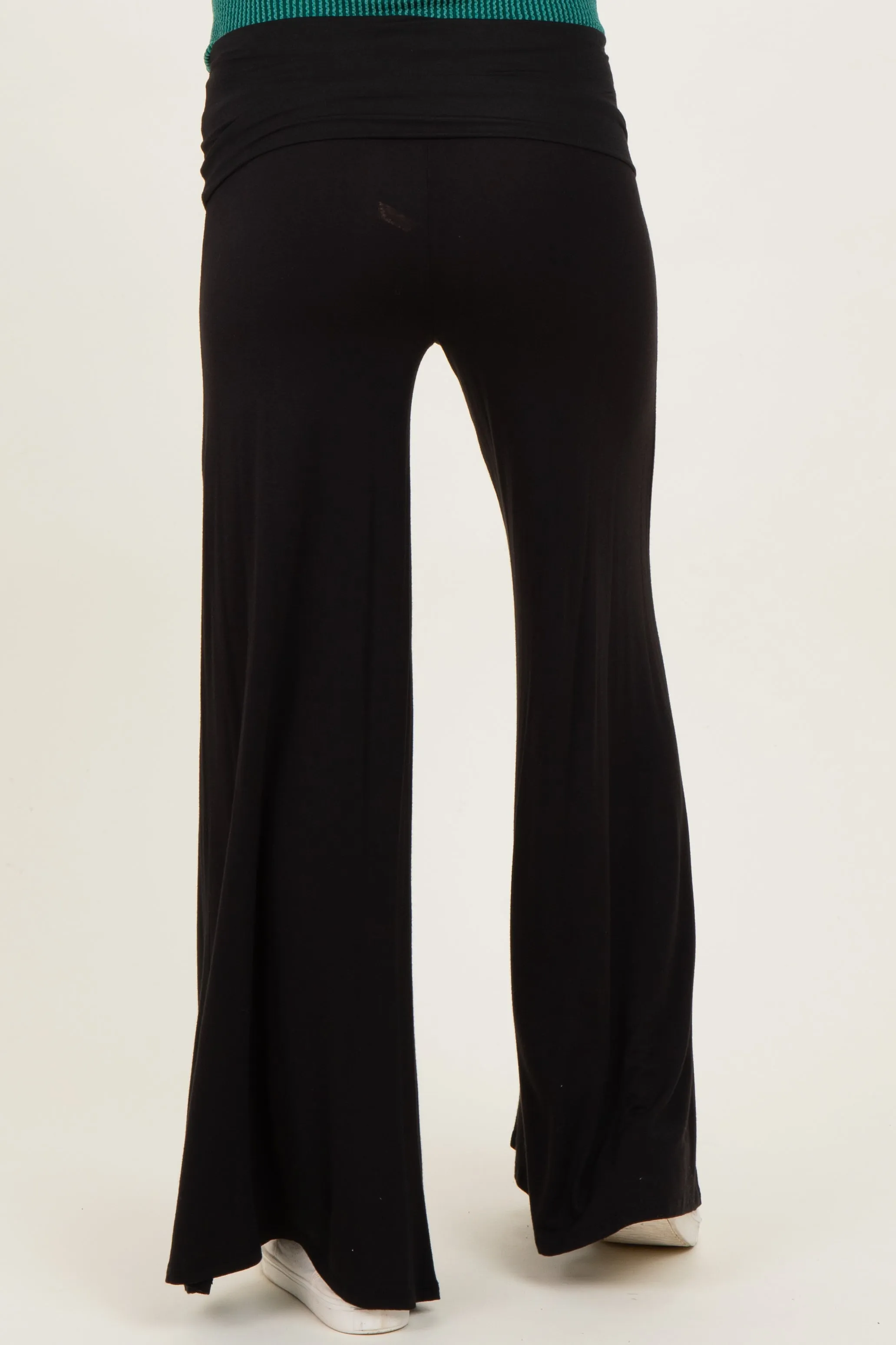Black Fold Over Waist Maternity Wide Leg Lounge Pants sold by Pinkblush product image thumbnail 5