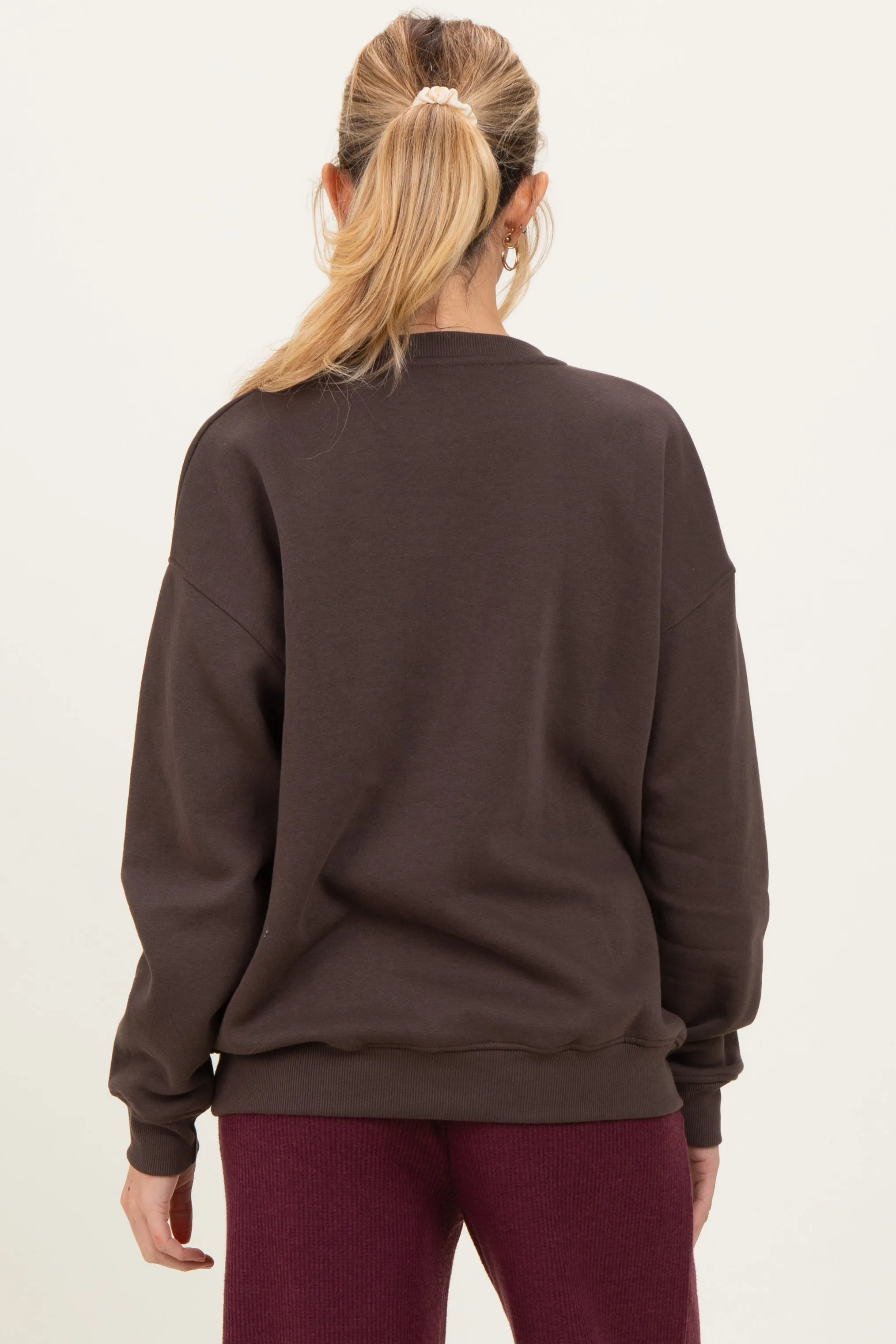 Brown Oversized Fleece Maternity Sweatshirt sold by Pinkblush product image thumbnail 4