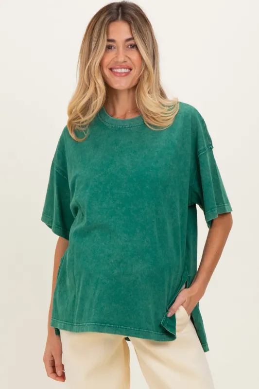 Green Washed Oversized Boxy Maternity Tee sold by Pinkblush