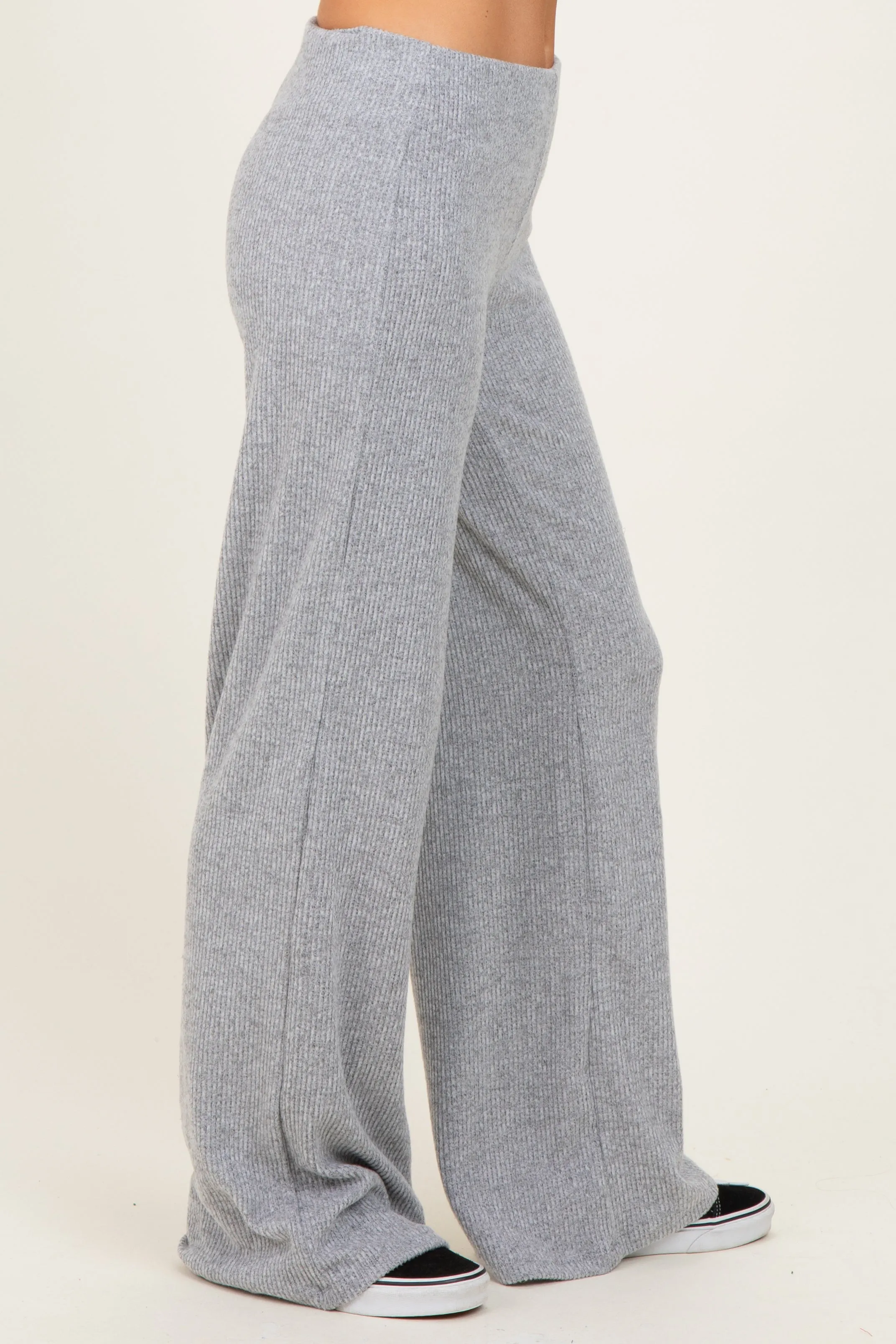 Heather Grey Brushed Knit Flare Leg Pants sold by Pinkblush product image thumbnail 3